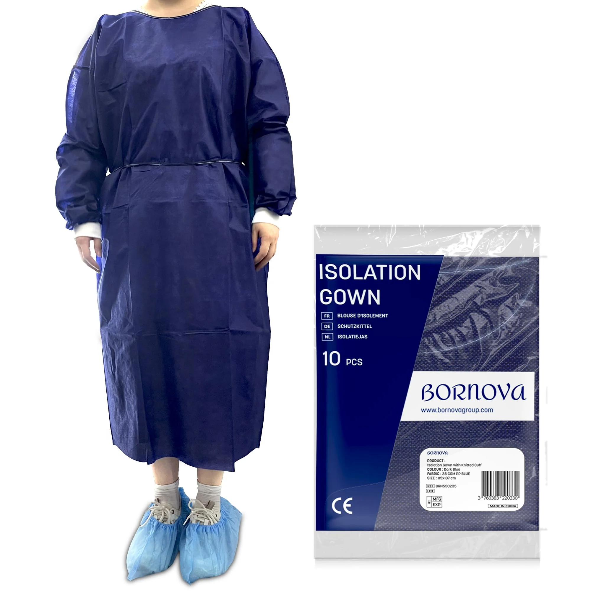 BORNOVA - Protective gown, work coat, disposable apron, fleece, sterile (25 GSM, 10) 25 GSM