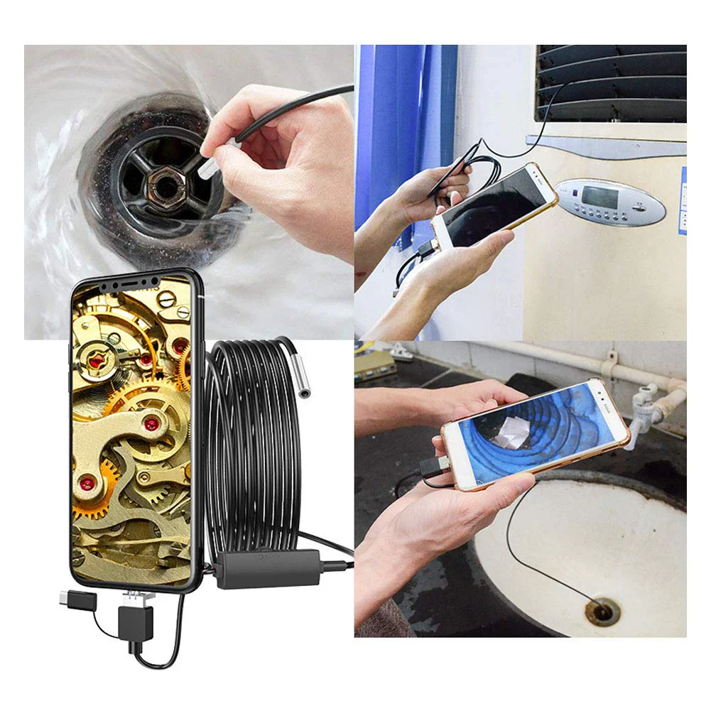 BOROCO 720p HD Endoscope Camera with Light, Waterproof Endoscope Camera Type-C USB Mobile Phone, Lens High Definition for Smartphone Tablet Device (5 m Snake Cable) - Image 3