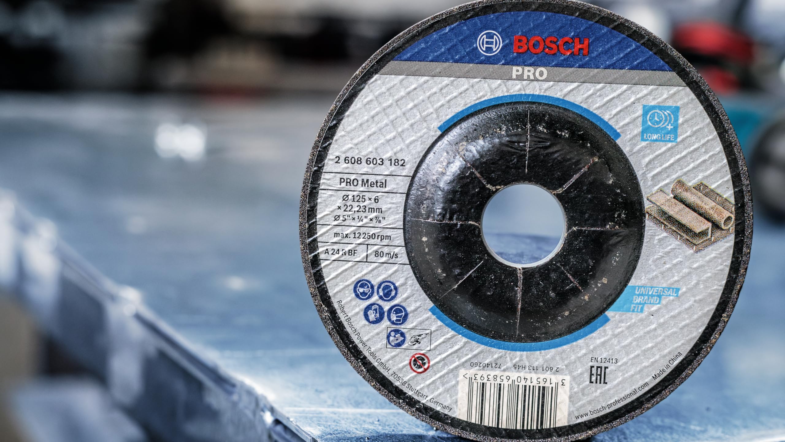 Bosch 1x PRO Metal Longlife Grinding Disc for Small Angle Grinder and Bore 22.23 mm (for Steel, Ø 125 mm, Professional Accessory Small Angle Grinder) Grey - Image 4