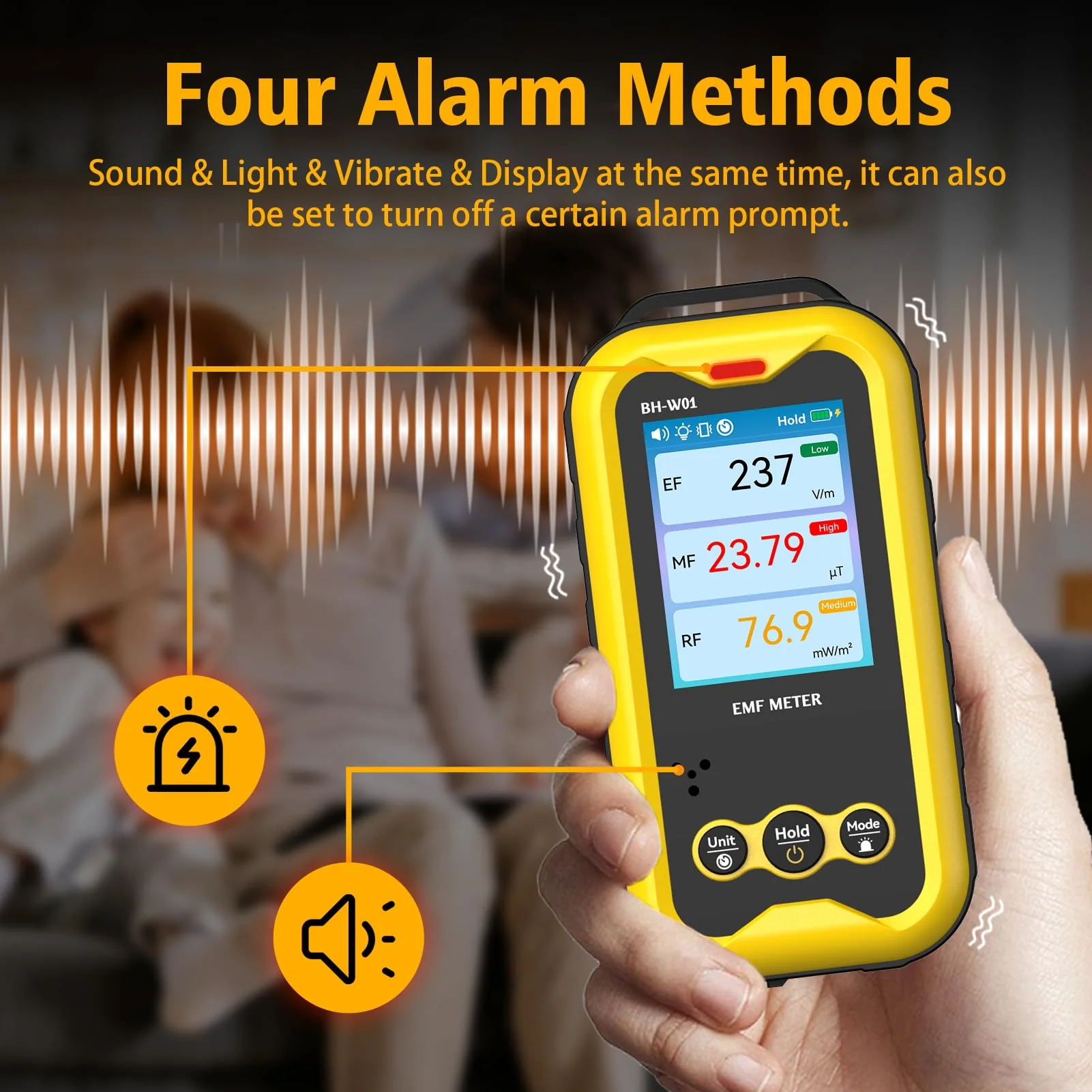 Bosean EMF Meter, 3-in-1 Portable Electromagnetic Field Radiation Detector, Electric Field, Radio Frequency Field, Magnetic Field, Rechargeable EMF Reader for Home, Office, and Ghost Hunting - Image 5