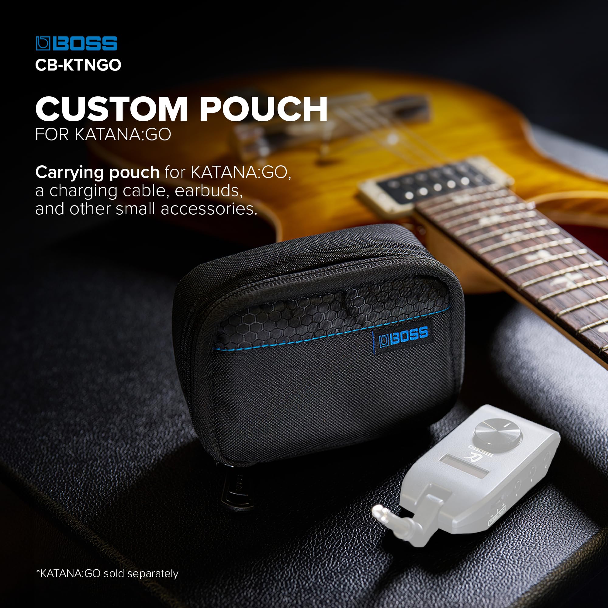 BOSS CB-KTNGO Carrying Pouch | Custom Pouch for KATANA:GO | Fits Charging Cable, Earbuds, & Other Small Accessories - Image 2