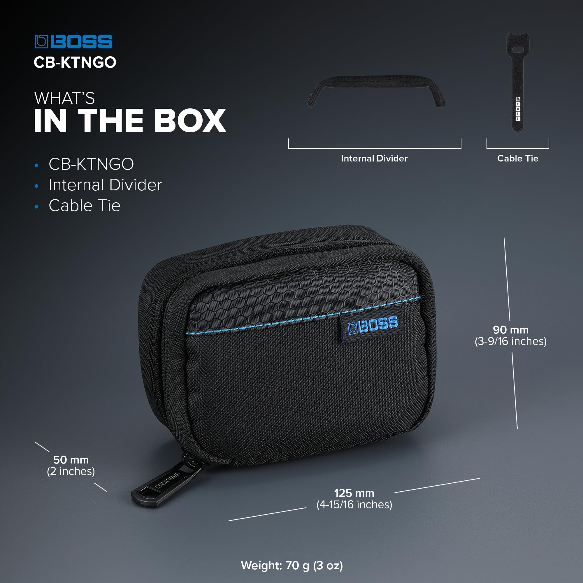 BOSS CB-KTNGO Carrying Pouch | Custom Pouch for KATANA:GO | Fits Charging Cable, Earbuds, & Other Small Accessories - Image 5