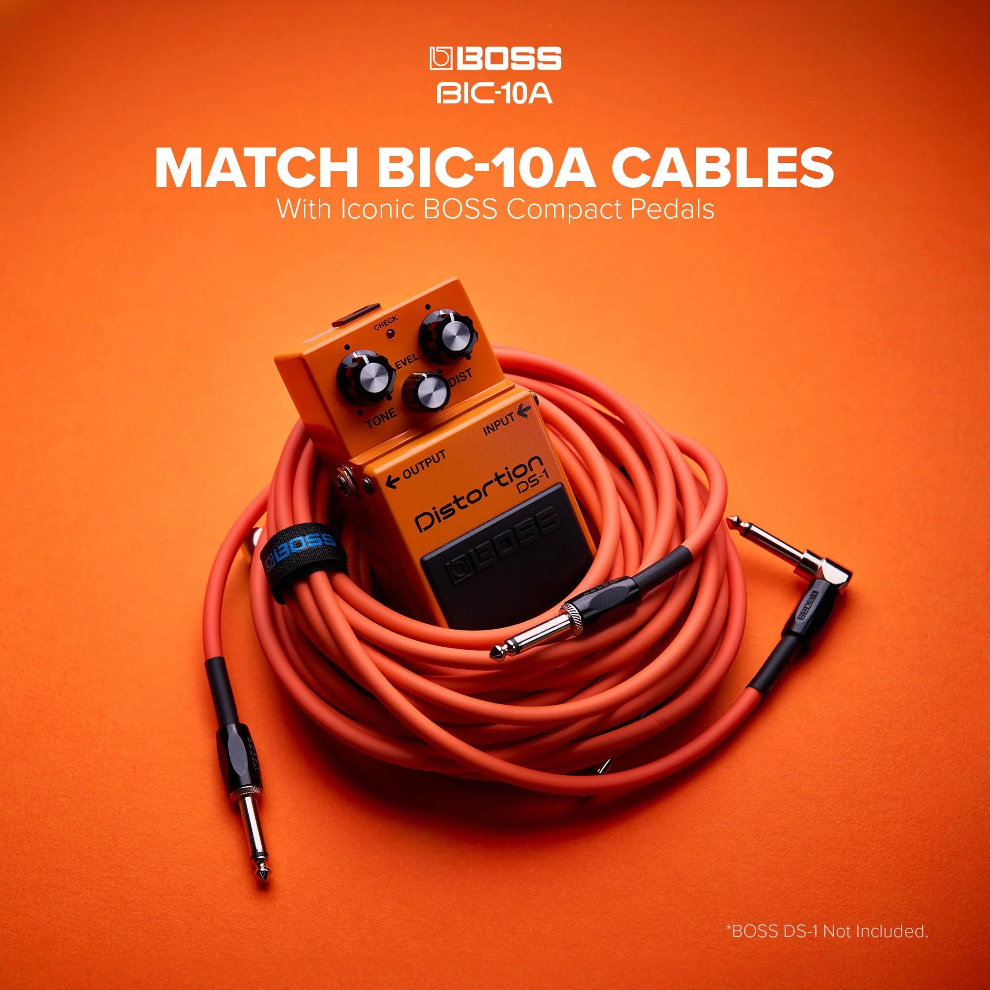 BOSS Colorful Quality Lightweight Instrument Cable (BIC-10A-BK) BLACK - Image 5