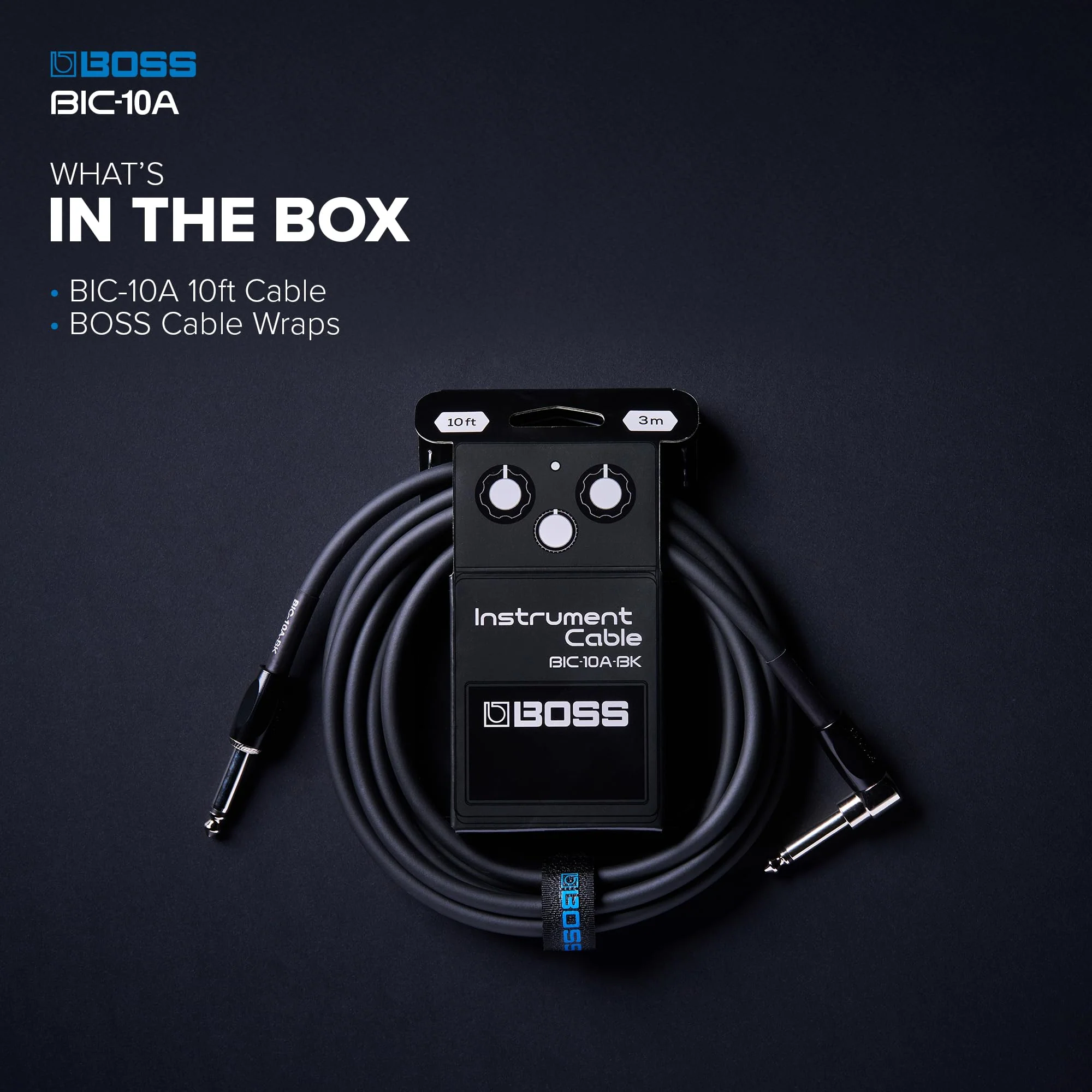 BOSS Colorful Quality Lightweight Instrument Cable (BIC-10A-BK) BLACK - Image 6