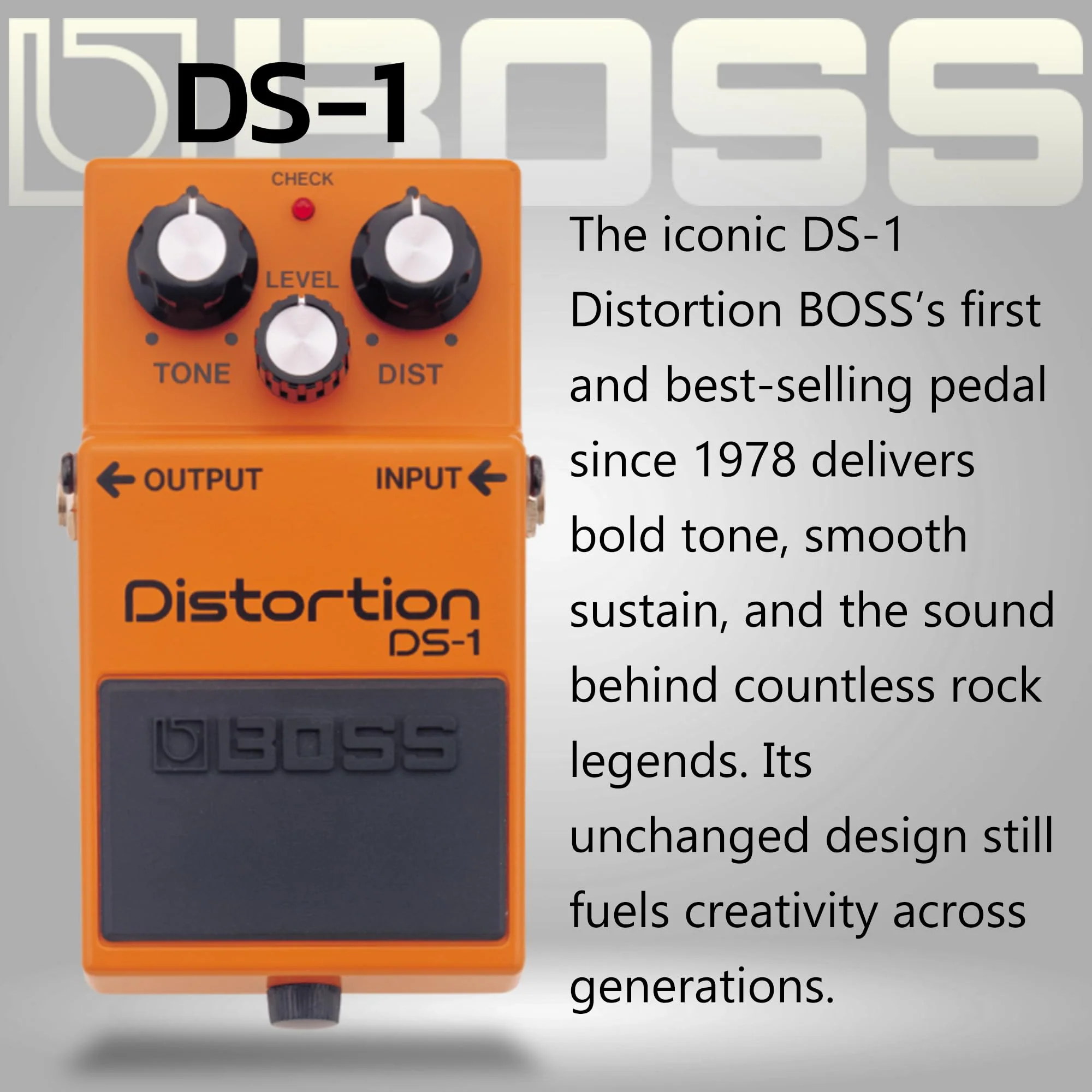 Boss DS-1 Distortion Bundle with Gearlux Power Supply, Instrument Cable, Patch Cable, Picks, and Austin Bazaar Polishing Cloth DS - 1 Bundle w/ Power Supply - Image 3