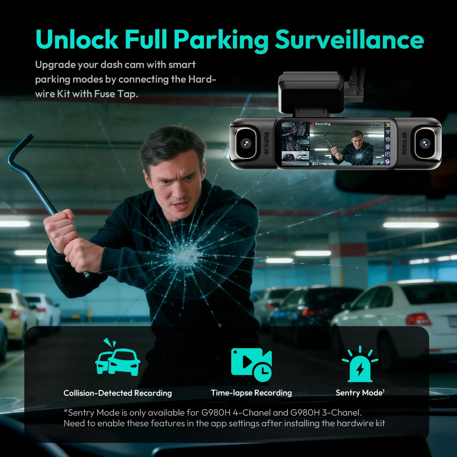 BOTSLAB Type C Hardwire Kit with Fuse Tap, Exclusive for BOTSLAB Dash Cam G980H / G980H Pro / G980H Multi-Channel, Supports Parking Mode, Includes Double-3 Fuses Tap G980H Fuse Tap Hardwire Kit - Image 3