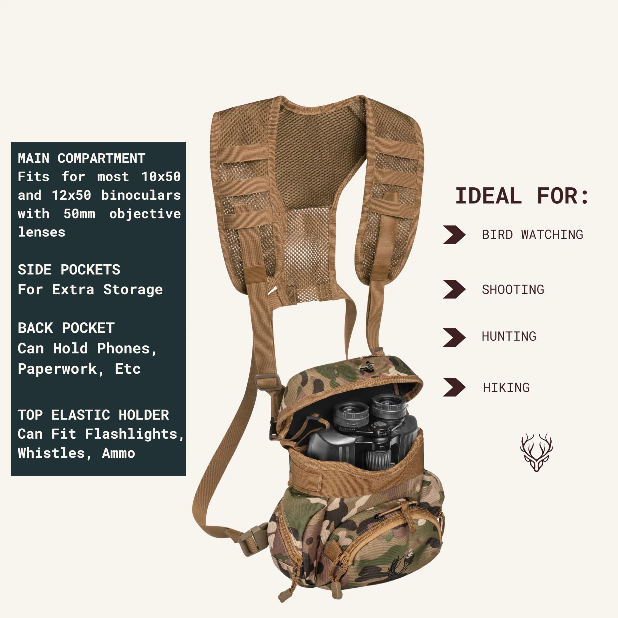 Boundless Performance Binocular Harness Chest Pack - Our Bino harness case is great for hunting, hiking, and shooting Multi - Image 4