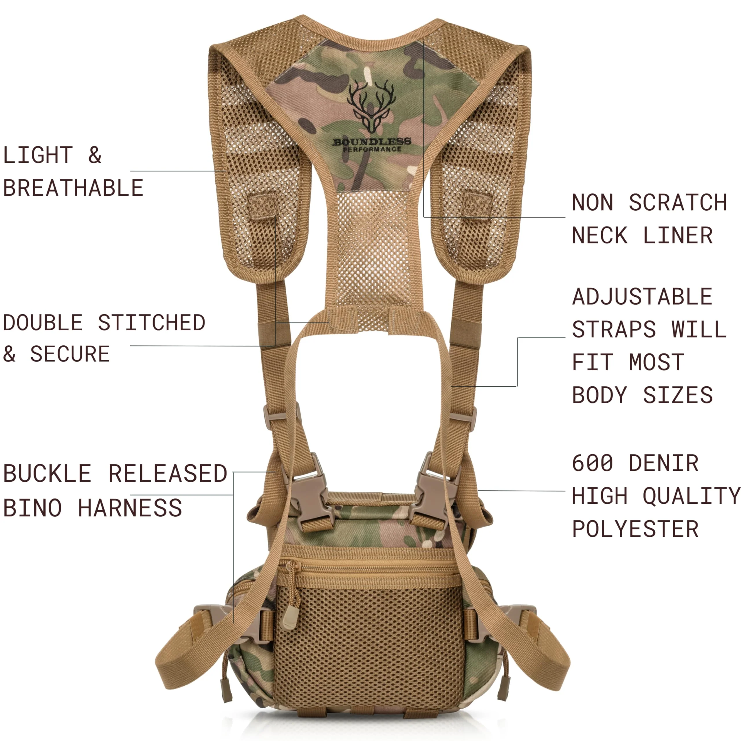 Boundless Performance Binocular Harness Chest Pack - Our Bino harness case is great for hunting, hiking, and shooting Multi - Image 7