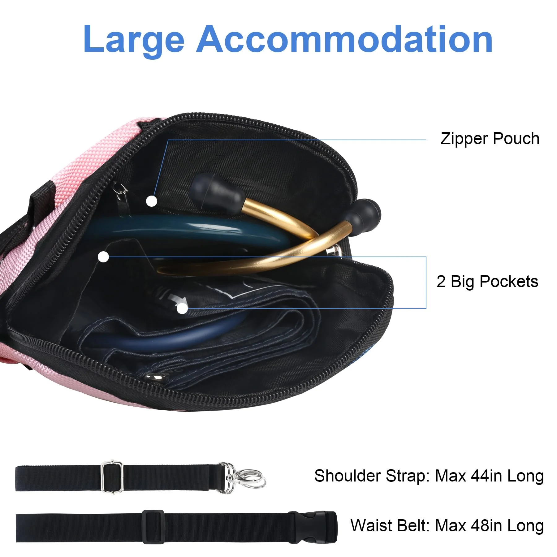 BOVKE Nurse Fanny Pack with Medical Gear Pockets, Tape Holder, Medical Bag Nurse Waist Pouch Organizer with Utility Storage for Stethoscopes, Bandage Scissors and Other Emergency Supplies, Pink - Image 3