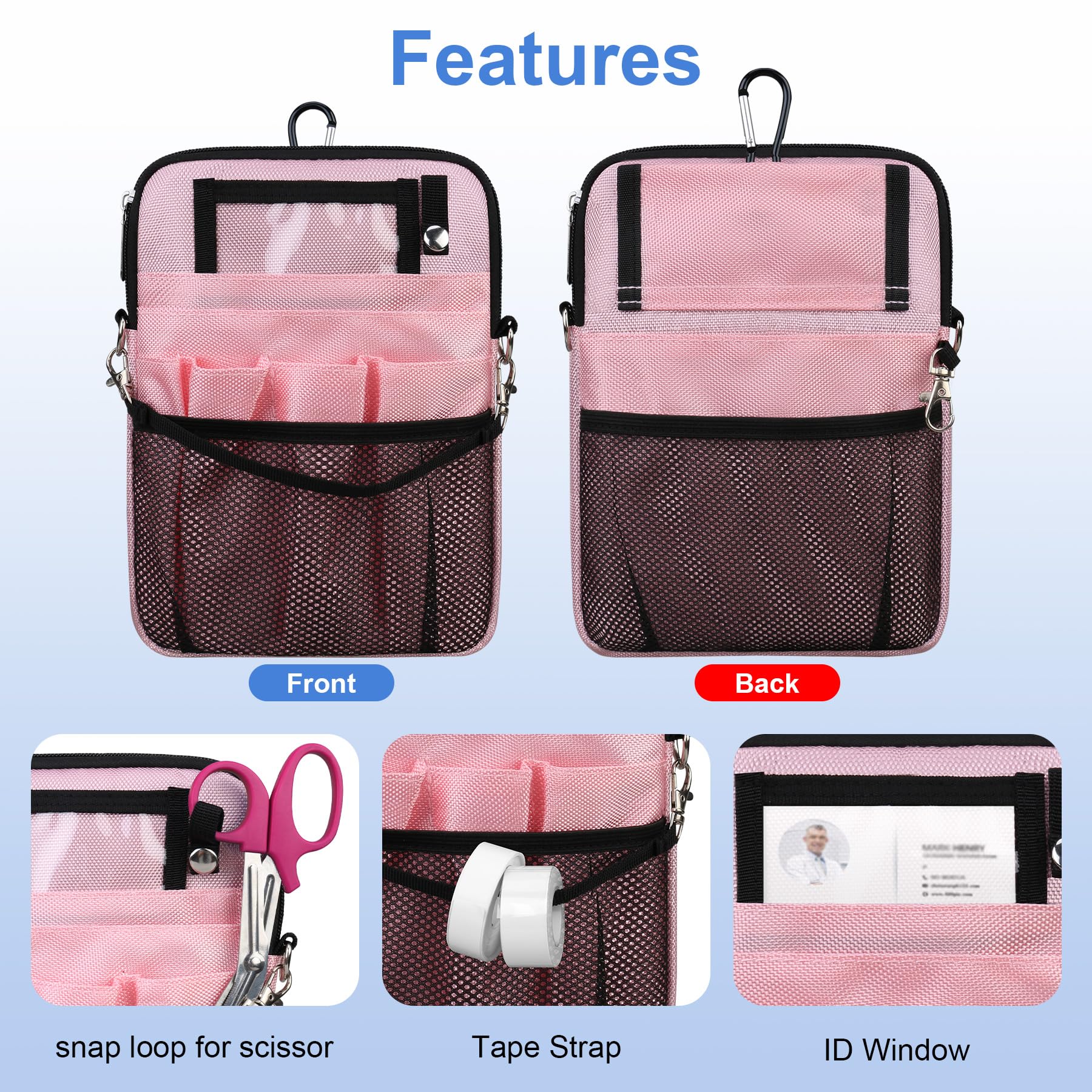 BOVKE Nurse Fanny Pack with Medical Gear Pockets, Tape Holder, Medical Bag Nurse Waist Pouch Organizer with Utility Storage for Stethoscopes, Bandage Scissors and Other Emergency Supplies, Pink - Image 4