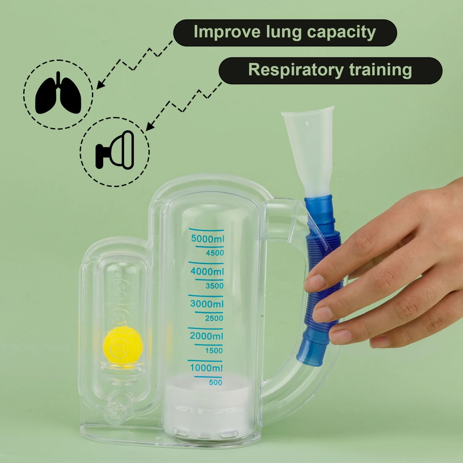 BOXOB Breathing Exercise Device for the Lungs, Measurement of Inhalation Volume 5000 ml Incentive Spirometer Adult with Ball Flow Indicator Lung Capacity Training Device for Inhalation Breathing Lung - Image 3