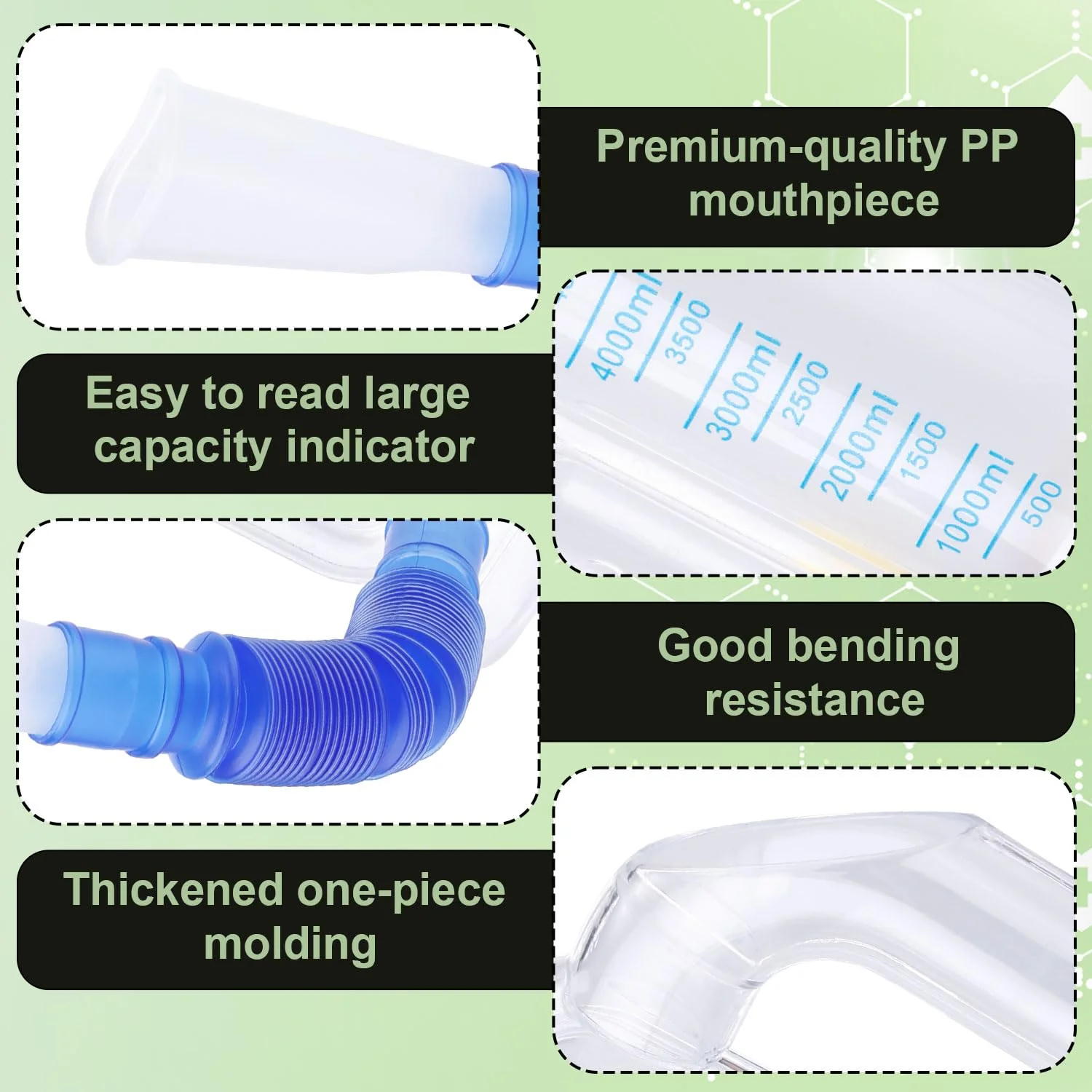 BOXOB Breathing Exercise Device for the Lungs, Measurement of Inhalation Volume 5000 ml Incentive Spirometer Adult with Ball Flow Indicator Lung Capacity Training Device for Inhalation Breathing Lung - Image 4