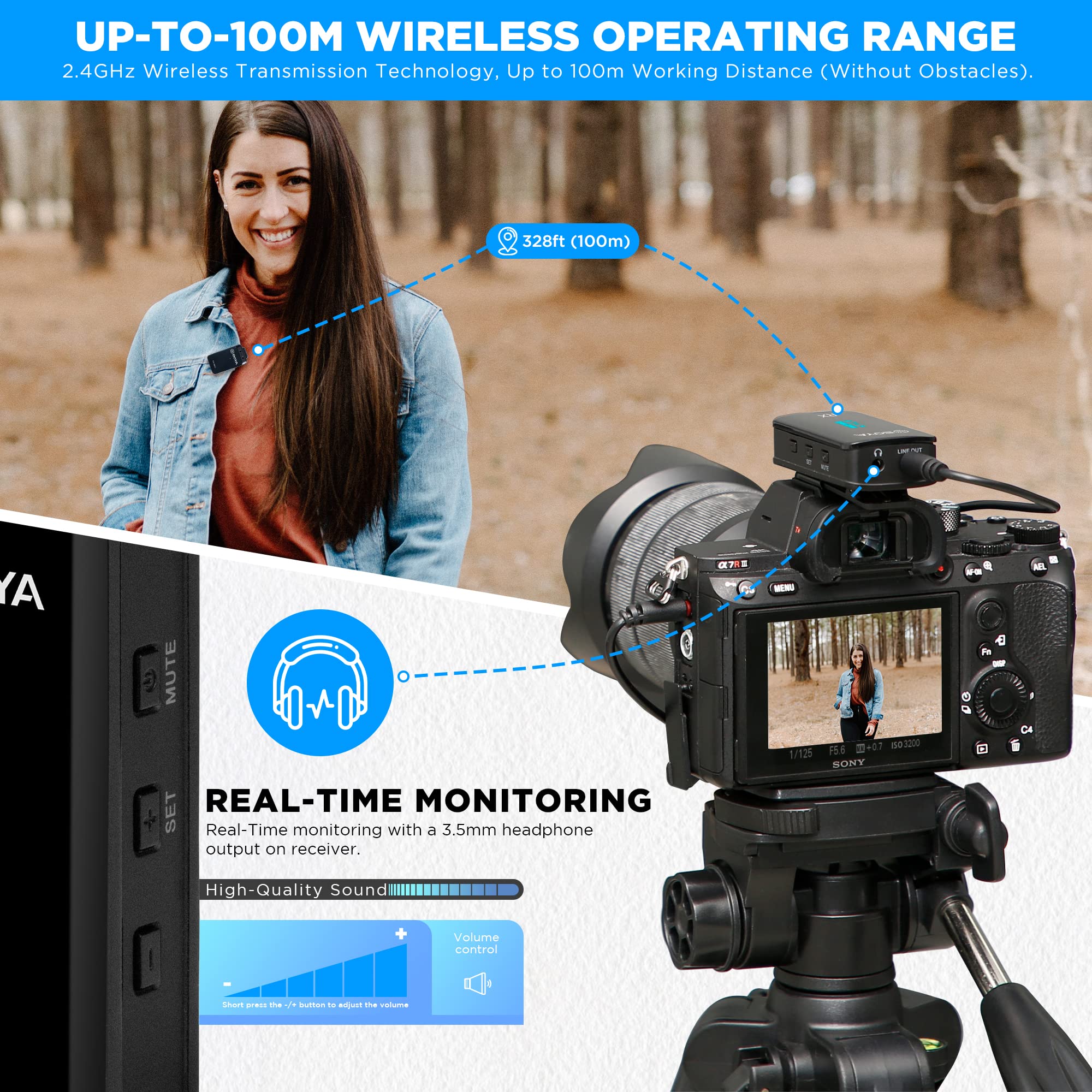 BOYA BY-XM6-S1 Mini 2.4GHz Wireless Lavalier Microphone for DLSR Camera/iPhone/Android, Dual Lapel Wireless Mic for Live Streaming Video Vlog Podcast (TX+RX) BY-XM6-S1-Mini - Image 4