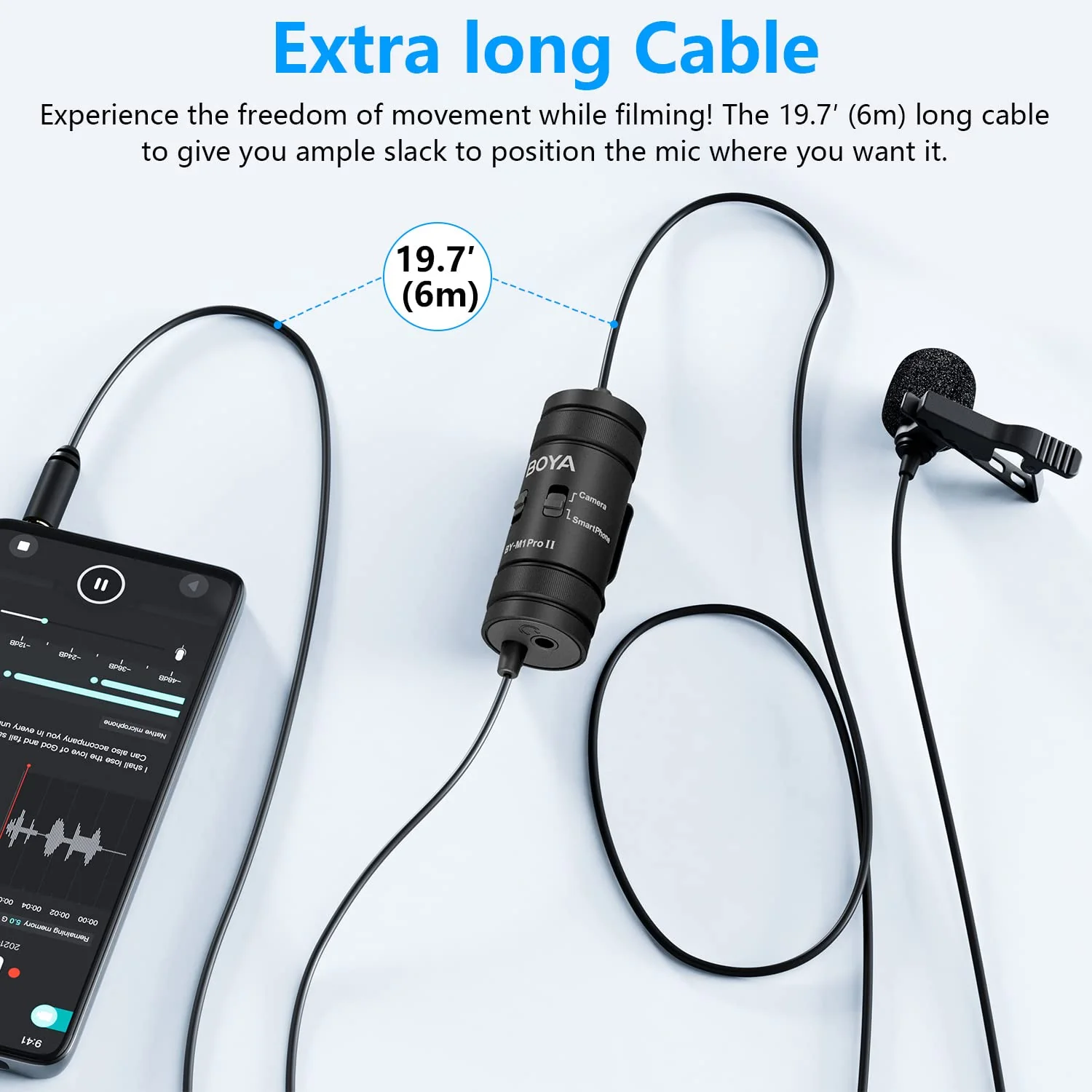 BOYA Lavalier Lapel Microphone - No Battery, by-M1 Pro ll Omnidirectional Condenser Mic for iPhone Camera Android PC Windows - for YouTube, Interview, Video Recording 19.6ft - Image 5
