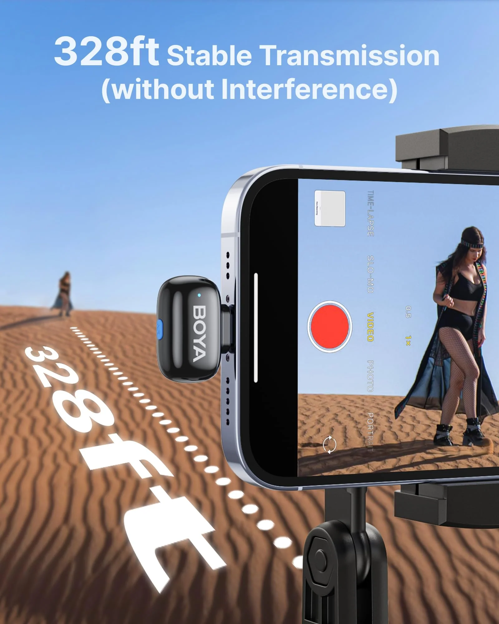 BOYA mini 2 Wireless Lavalier Microphones for iPhone 15/16/17 & Android, AI Noise Cancellation, App Control, 30H Battery Life with Charging Case, Lapel Microphone Wireless for Video Recording Vlogging Black 2TX+USB-C RX+1CC - Image 8