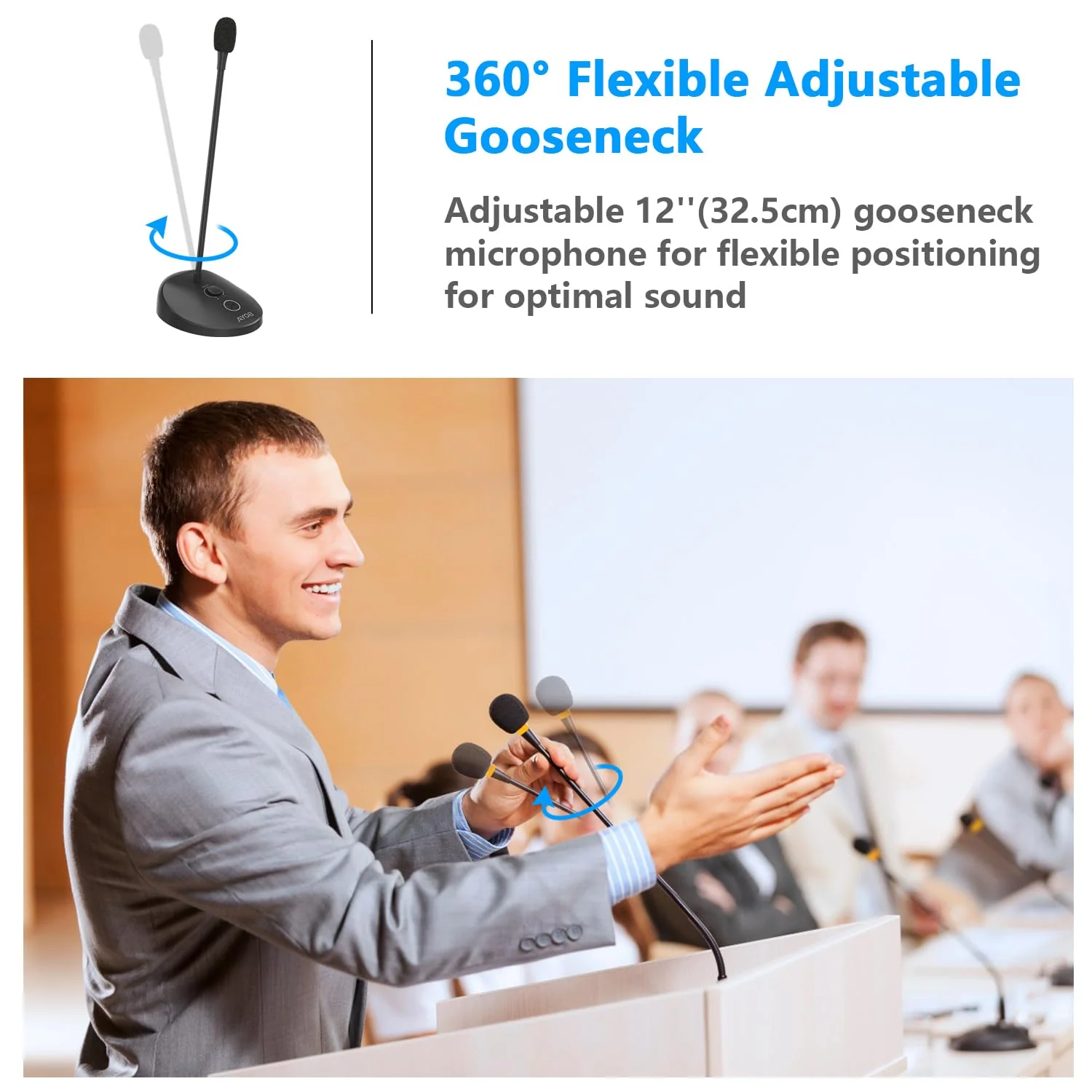 BOYA USB Microphone, Gooseneck with LED Indicator, Mute Button, Gain Adjustment, for Video Conferences, BY-GM12 GM12 - Image 2