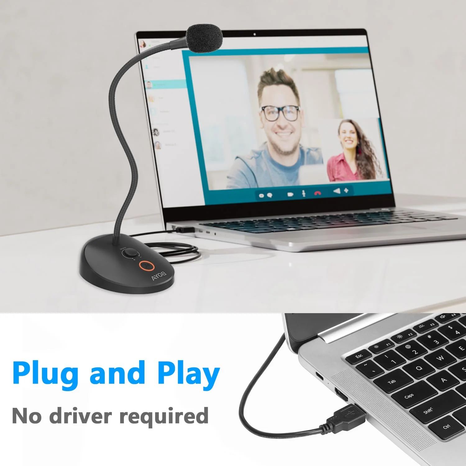 BOYA USB Microphone, Gooseneck with LED Indicator, Mute Button, Gain Adjustment, for Video Conferences, BY-GM12 GM12 - Image 3