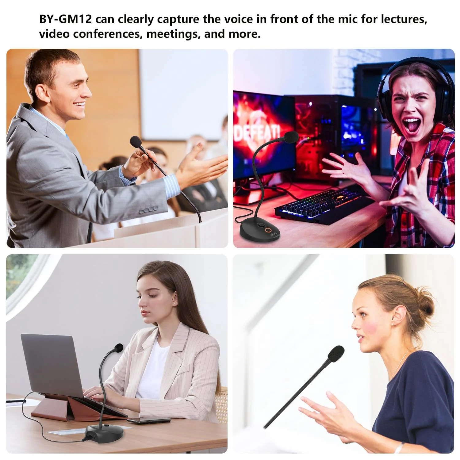 BOYA USB Microphone, Gooseneck with LED Indicator, Mute Button, Gain Adjustment, for Video Conferences, BY-GM12 GM12 - Image 6