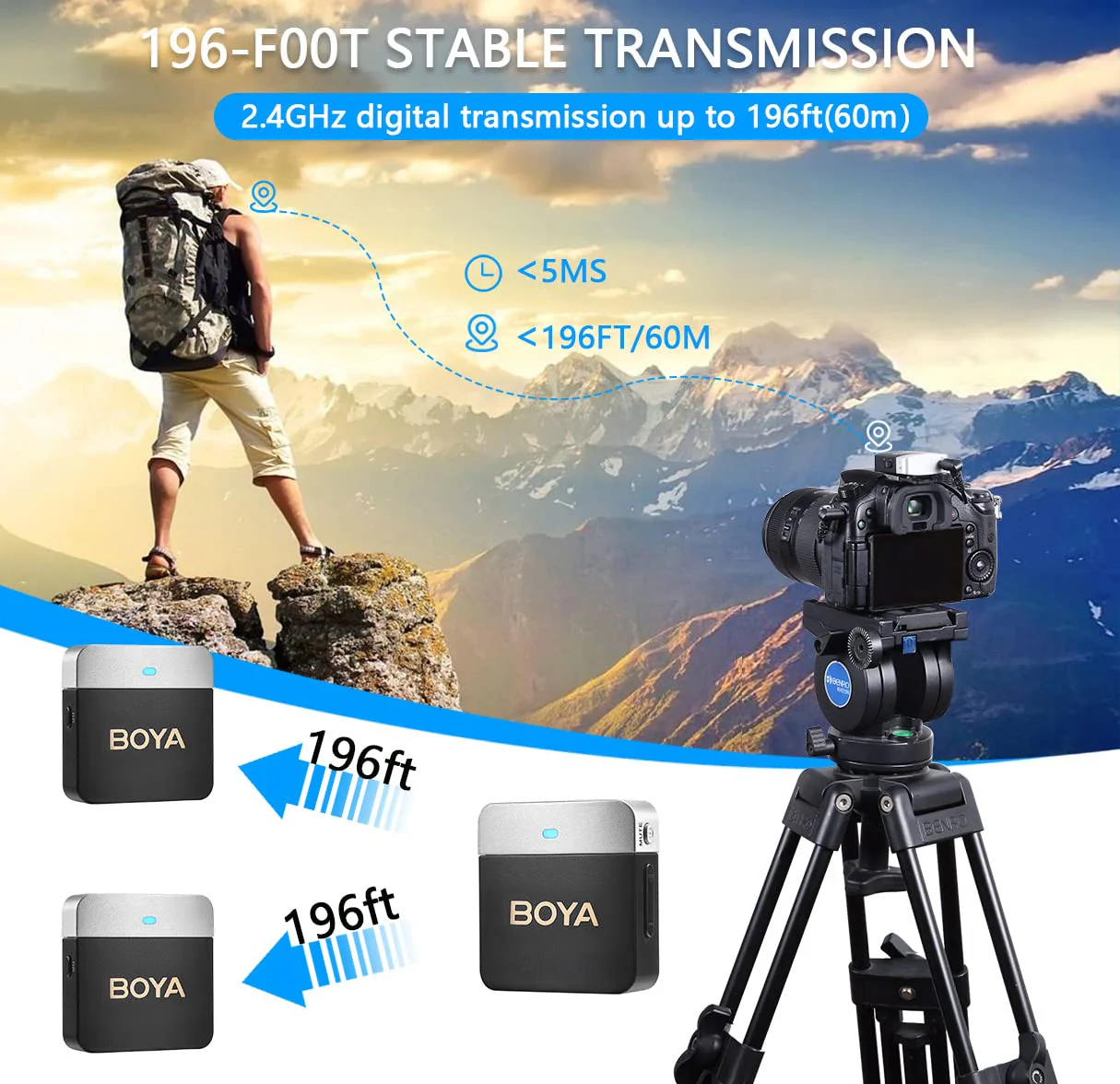 BOYA Wireless Lavalier Microphone BY-M1V2 Dual Channel Wireless Microphones for Cameras DSLR Smartphone Cordless Clip on Lapel Mic for Video Recording YouTube Vlogging Live Streaming Interview - Image 3