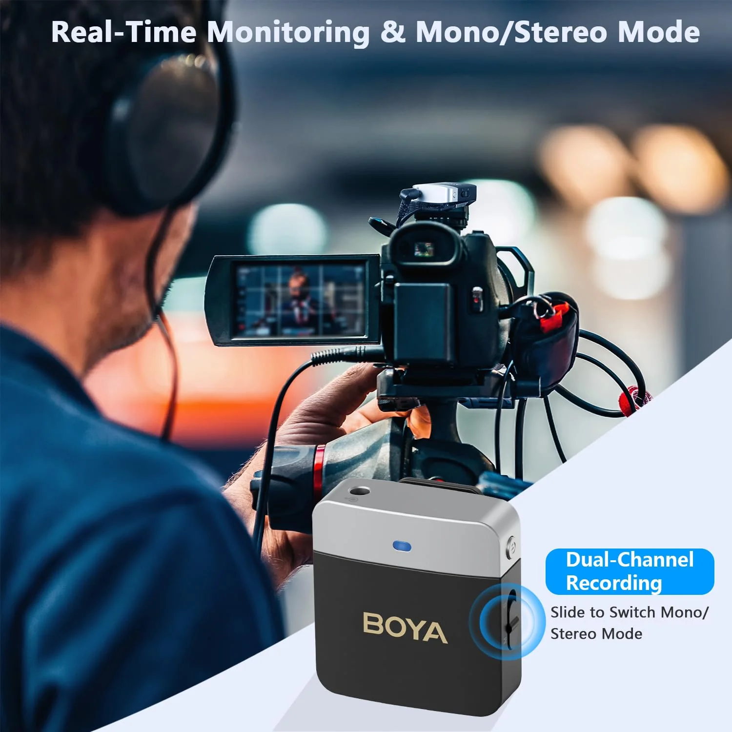 BOYA Wireless Lavalier Microphone BY-M1V2 Dual Channel Wireless Microphones for Cameras DSLR Smartphone Cordless Clip on Lapel Mic for Video Recording YouTube Vlogging Live Streaming Interview - Image 4