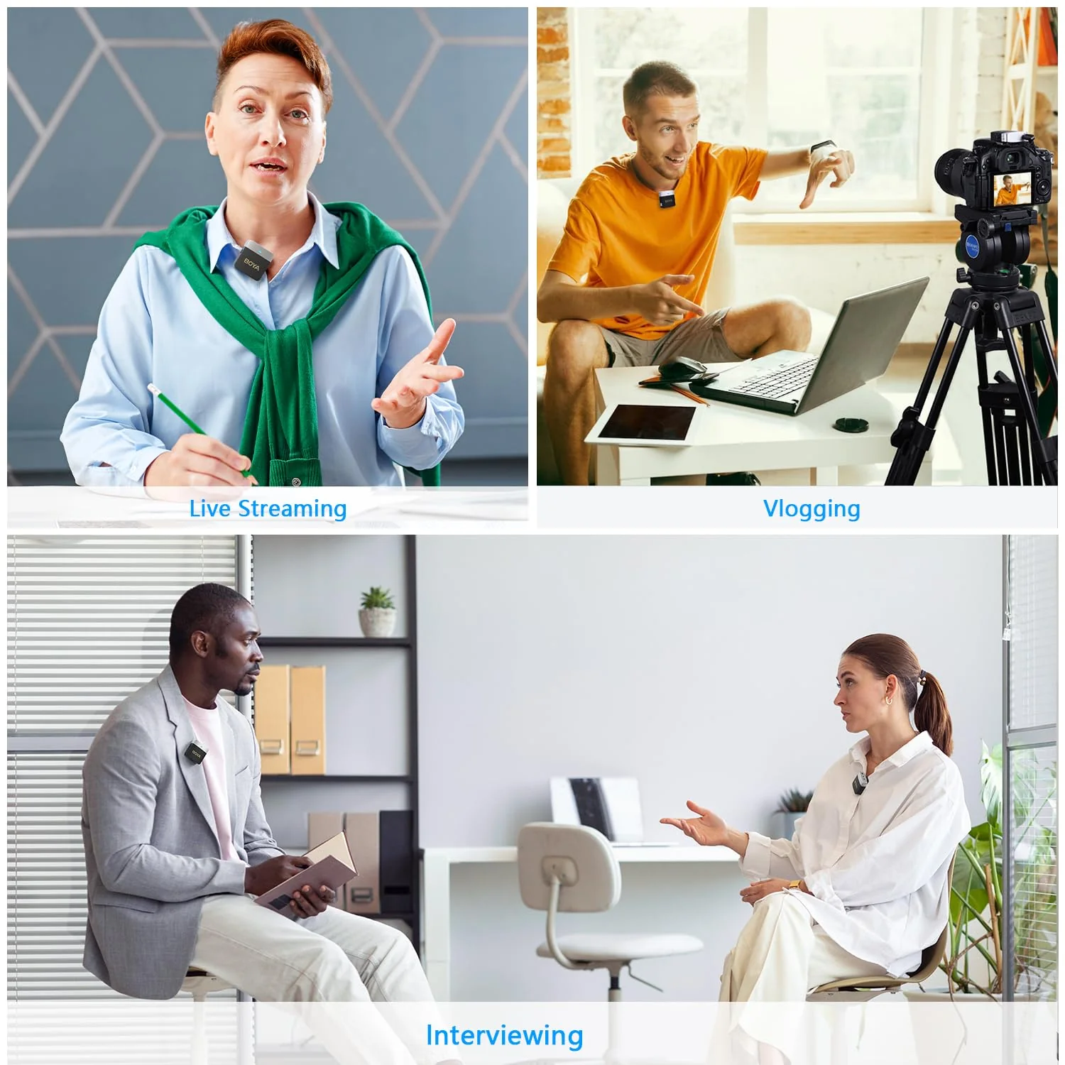 BOYA Wireless Lavalier Microphone BY-M1V2 Dual Channel Wireless Microphones for Cameras DSLR Smartphone Cordless Clip on Lapel Mic for Video Recording YouTube Vlogging Live Streaming Interview - Image 8