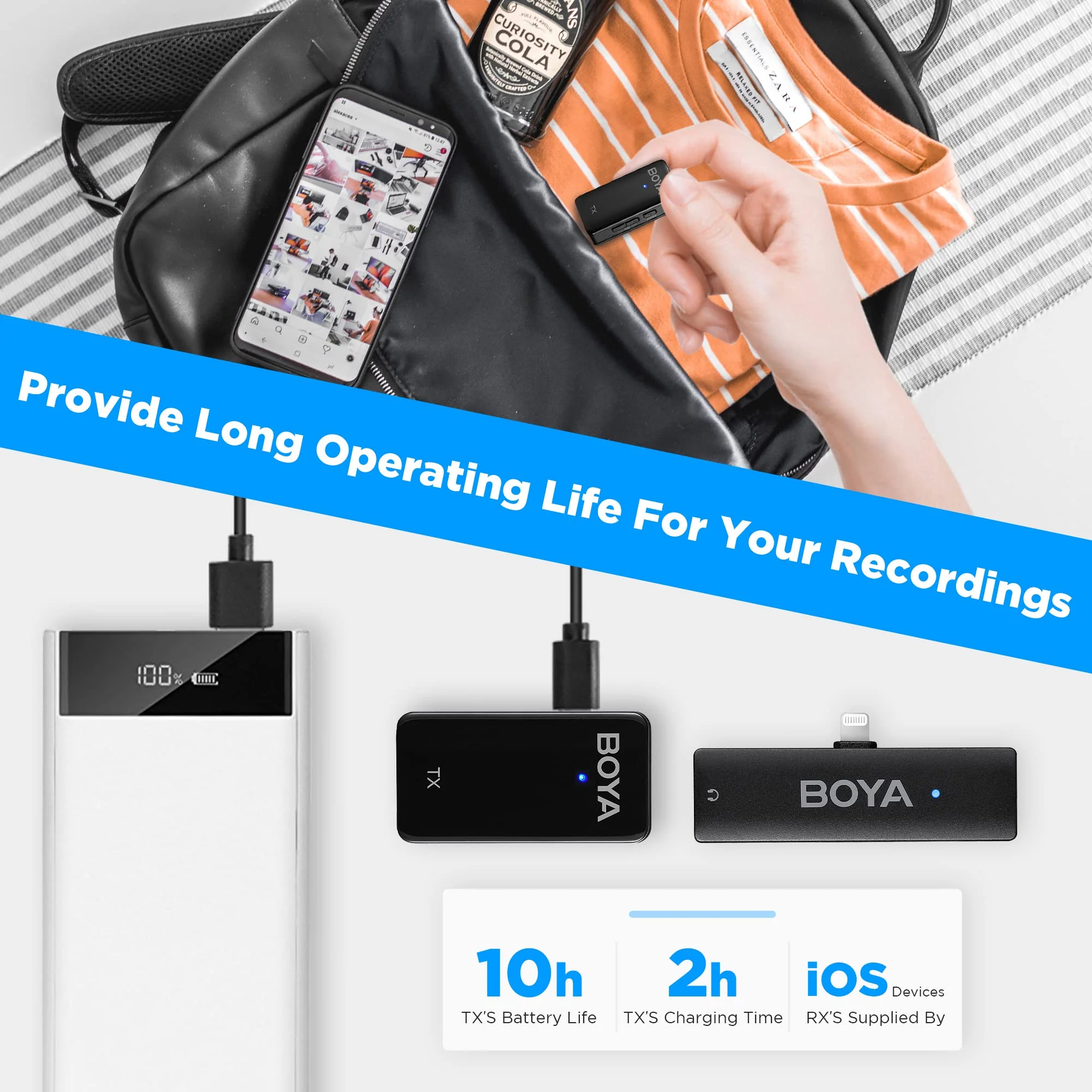 BOYA Wireless Lavalier Microphone for iPhone/iPad,2.4GHz Wireless Lapel Microphone with Gain&Noise Cancelling for YouTube,Tiktok Live Stream, Video Recording, Vlogging (Wmic5-M3) - Image 4