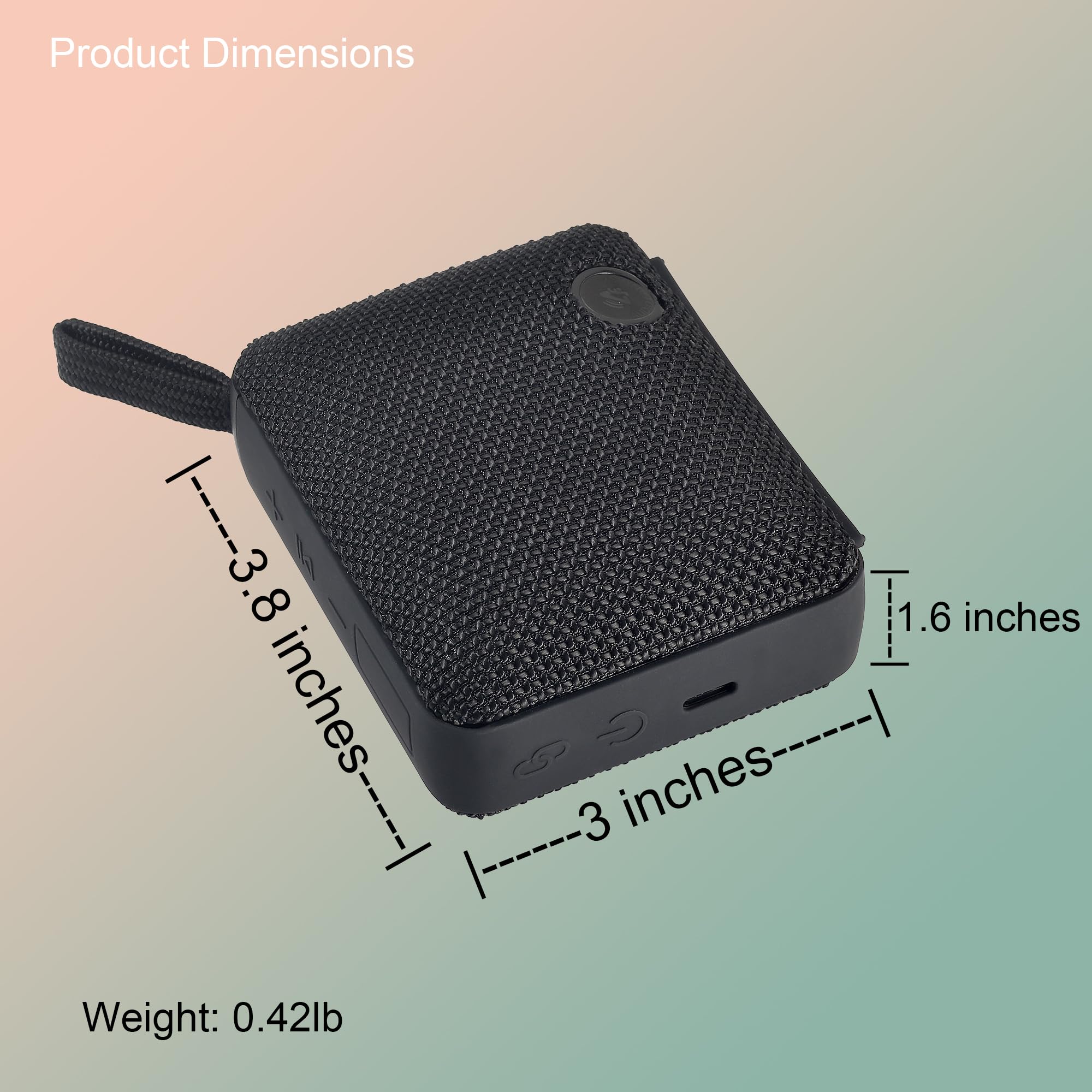 BP26 Portable Mini Bluetooth Speaker with FM Radio, IP68 waterproof and dustproof, 5 hours of playtime, TWS Pairing, Bluetooth 5.3, Ultra-Portable speaker for home, outdoor and travel (Black) - Image 5