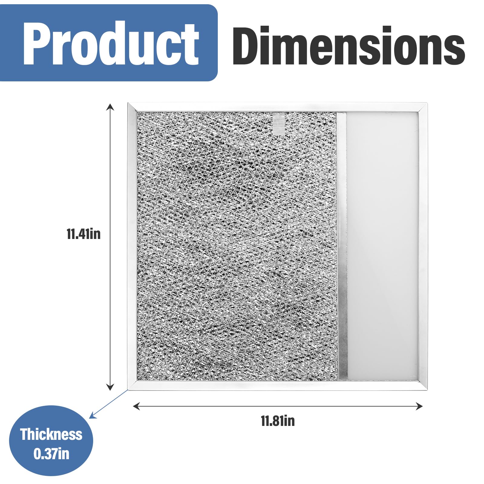 BP57 Range Hood Filter with Light Lens for Broan-NuTone Kitchen Exhaust Grease Filter,Stove Hood Vent Air Filter,11-1/2 X 11-3/4 X 3/8 Reinforced Aluminum Frame fit 43000 R610045, Series 1-Pack - Image 2