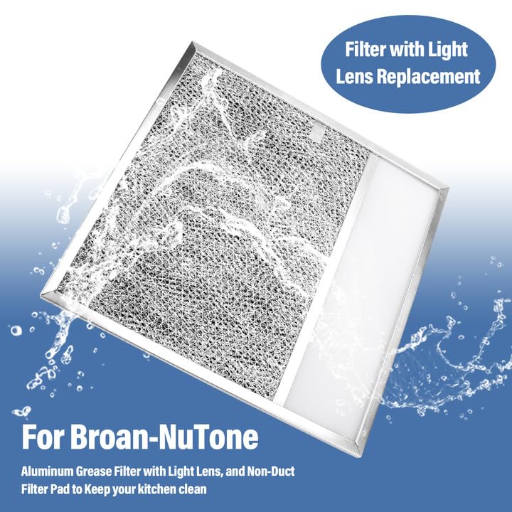 BP57 Range Hood Filter with Light Lens for Broan-NuTone Kitchen Exhaust Grease Filter,Stove Hood Vent Air Filter,11-1/2 X 11-3/4 X 3/8 Reinforced Aluminum Frame fit 43000 R610045, Series 1-Pack - Image 4