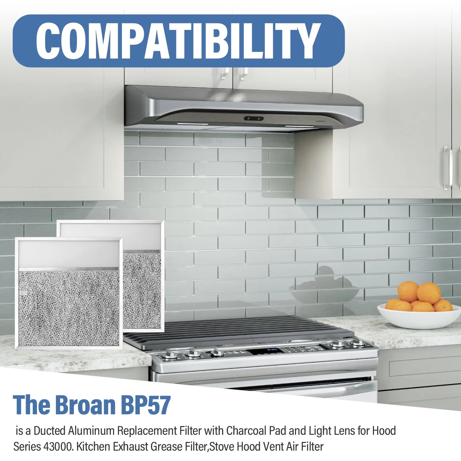 BP57 Range Hood Filter with Light Lens for Broan-NuTone Kitchen Exhaust Grease Filter,Stove Hood Vent Air Filter,11-1/2 X 11-3/4 X 3/8 Reinforced Aluminum Frame fit 43000 R610045, Series 1-Pack - Image 5