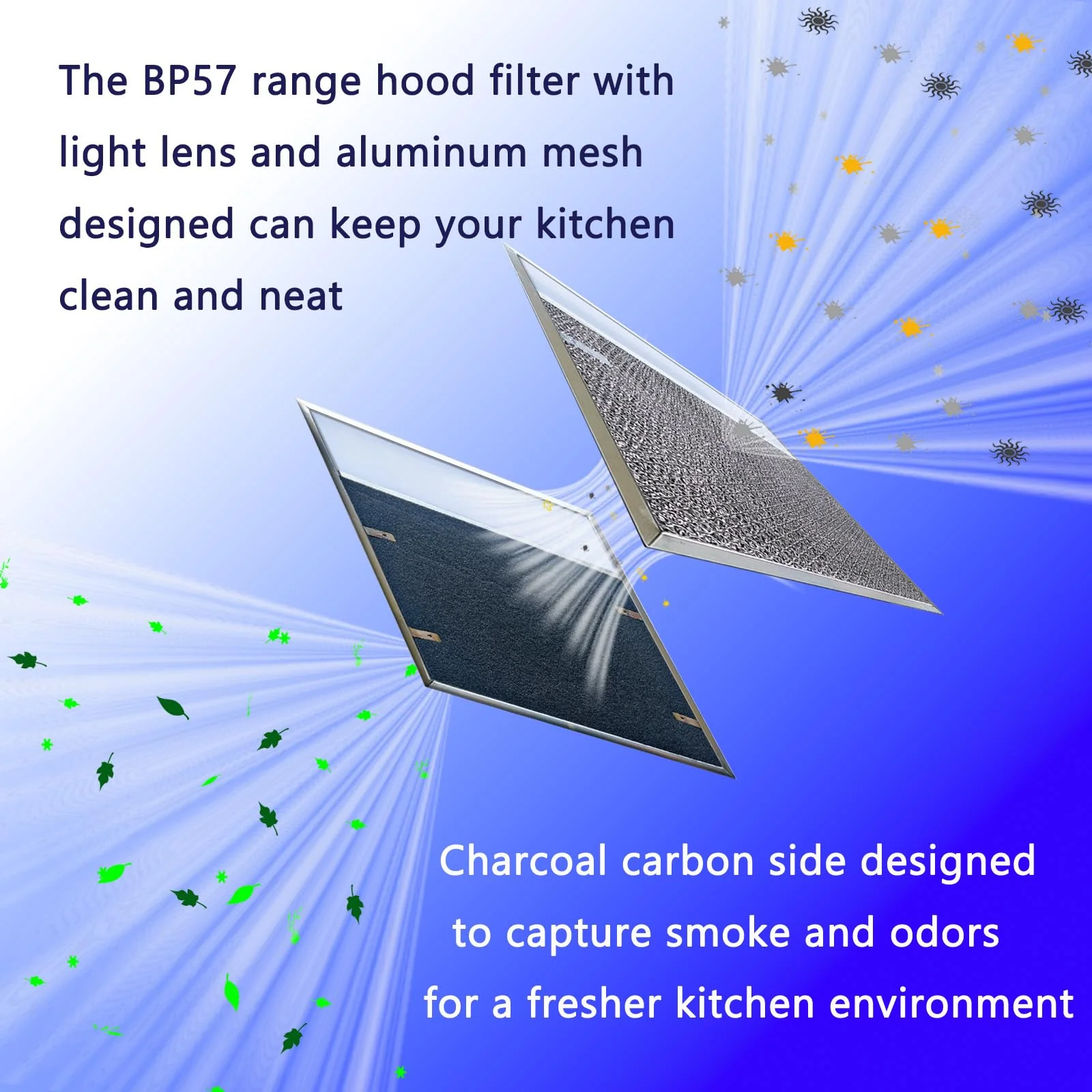 BP57 Stove Hood Vent Filter for 43000 Series Br-oan Range Hood Filters with Light Lens 11 3/8" x 11 3/4" The Kitchen Exhaust Carbon Fan filter It's fit for Nut-one Grease Filter Replacement(1-Pack) - Image 5