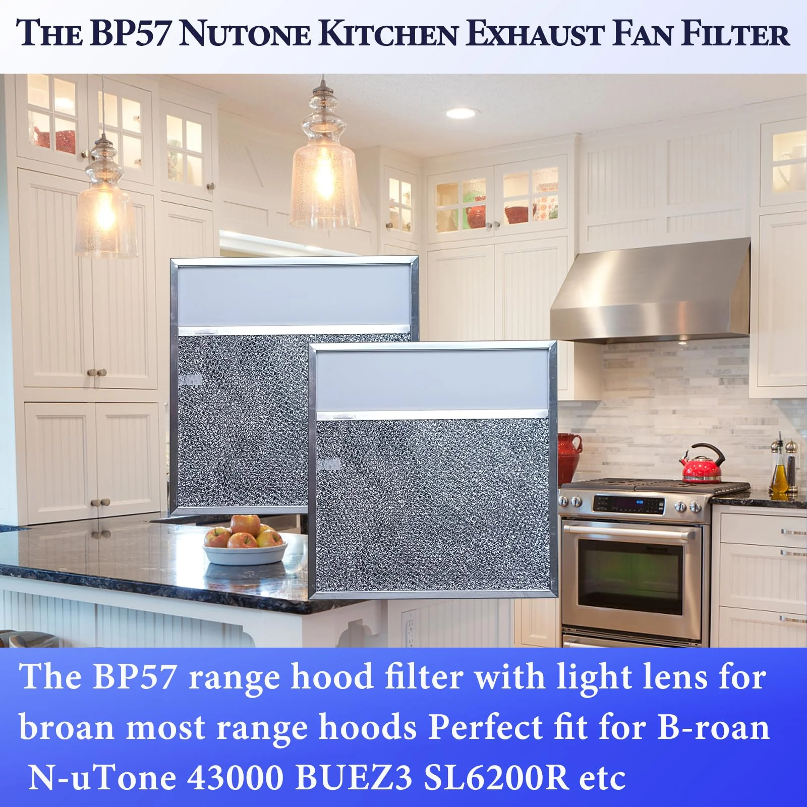 BP57 Stove Hood Vent Filter for 43000 Series Br-oan Range Hood Filters with Light Lens 11 3/8" x 11 3/4" The Kitchen Exhaust Carbon Fan filter It's fit for Nut-one Grease Filter Replacement(1-Pack) - Image 6