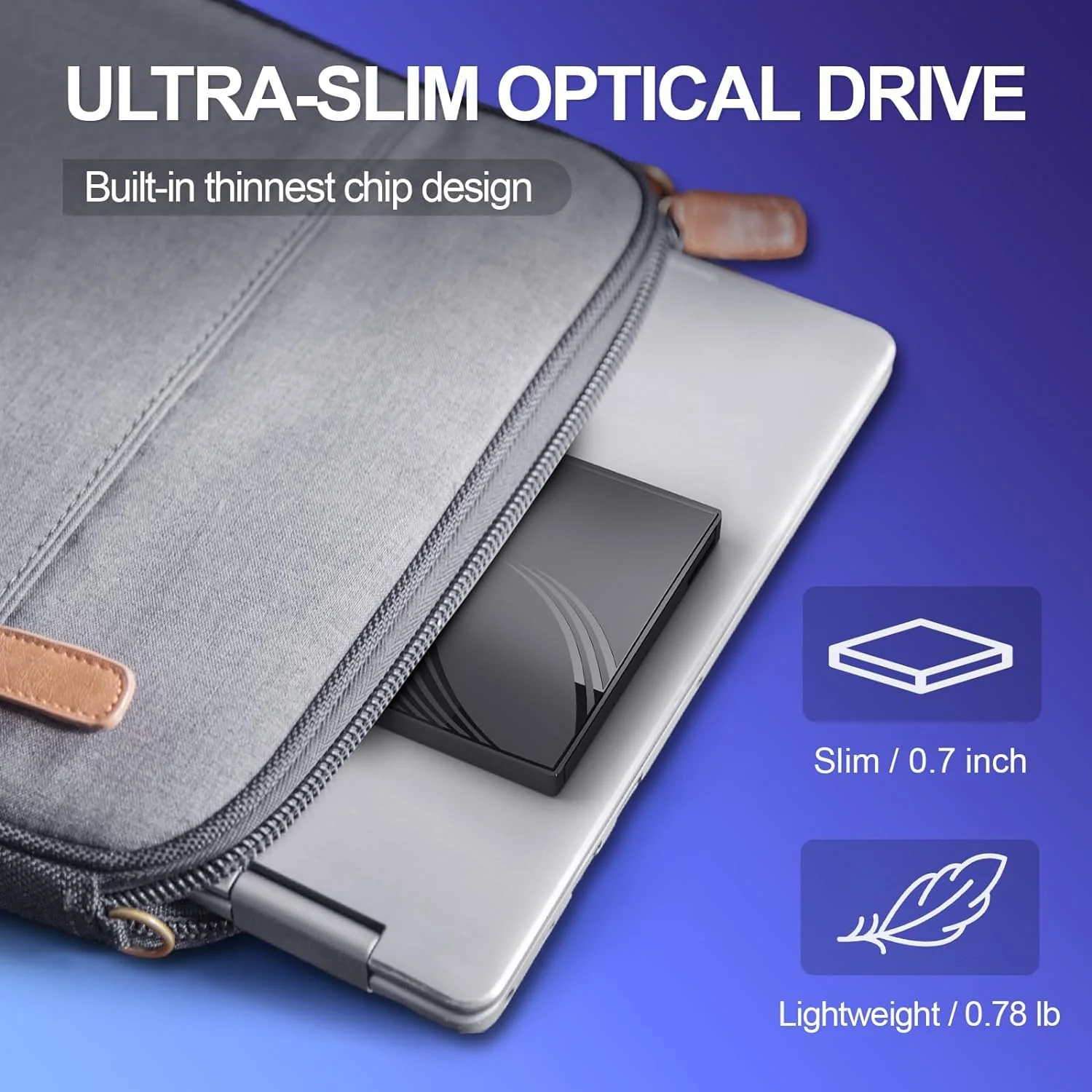 BPAKDU External CD/DVD Drive for Laptop with Carrying Case,DVD Player for Laptop,Portable CD Burner with 4 USB Ports, 2 TF/SD Card Slots,CD Disk Drive Player Reader Write Black - Image 7