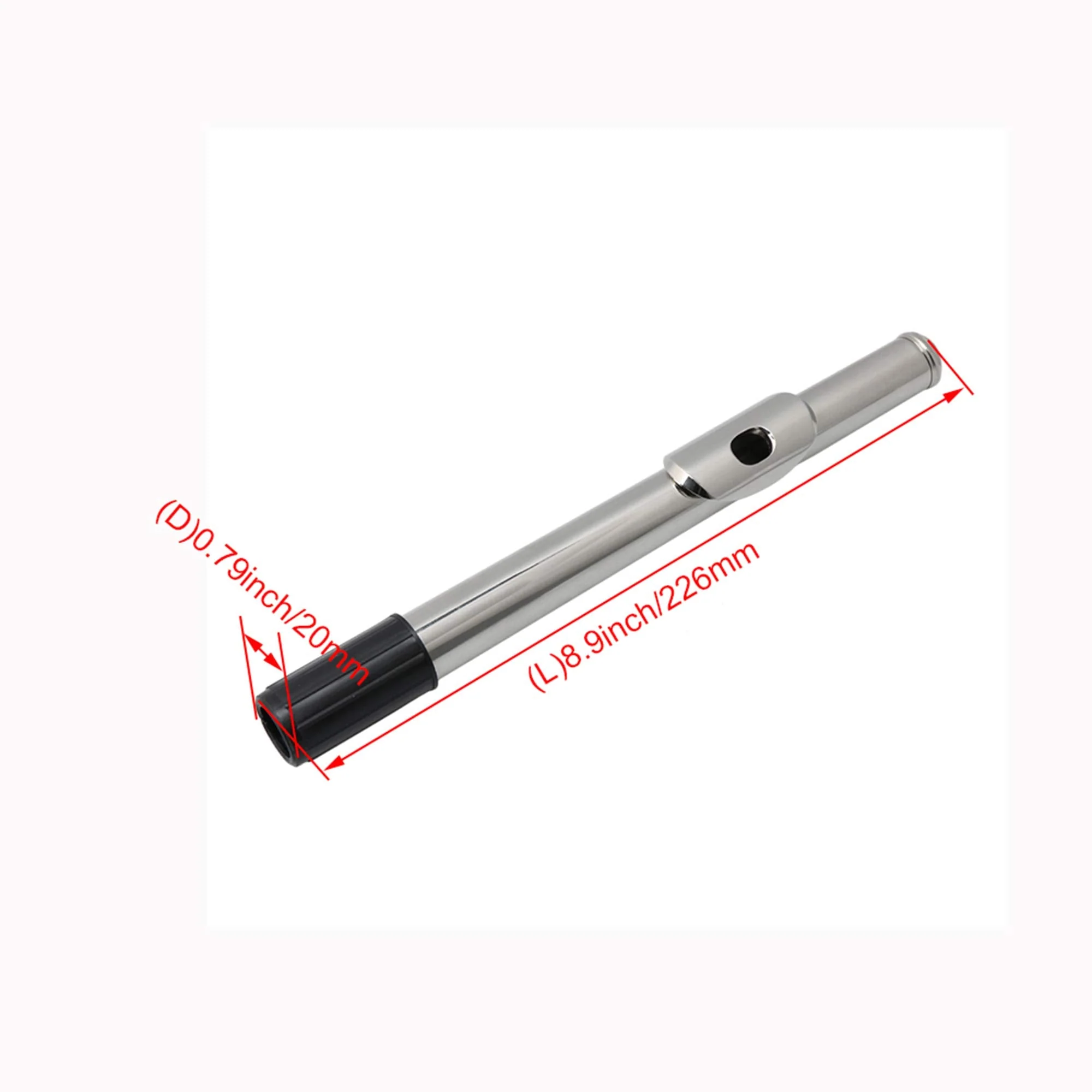 BQLZR 22.6cm Length Flute Head Joint Headjoint Mouthpiece Replacement Woodwind Instrument Accessories Silver Metal - Image 4