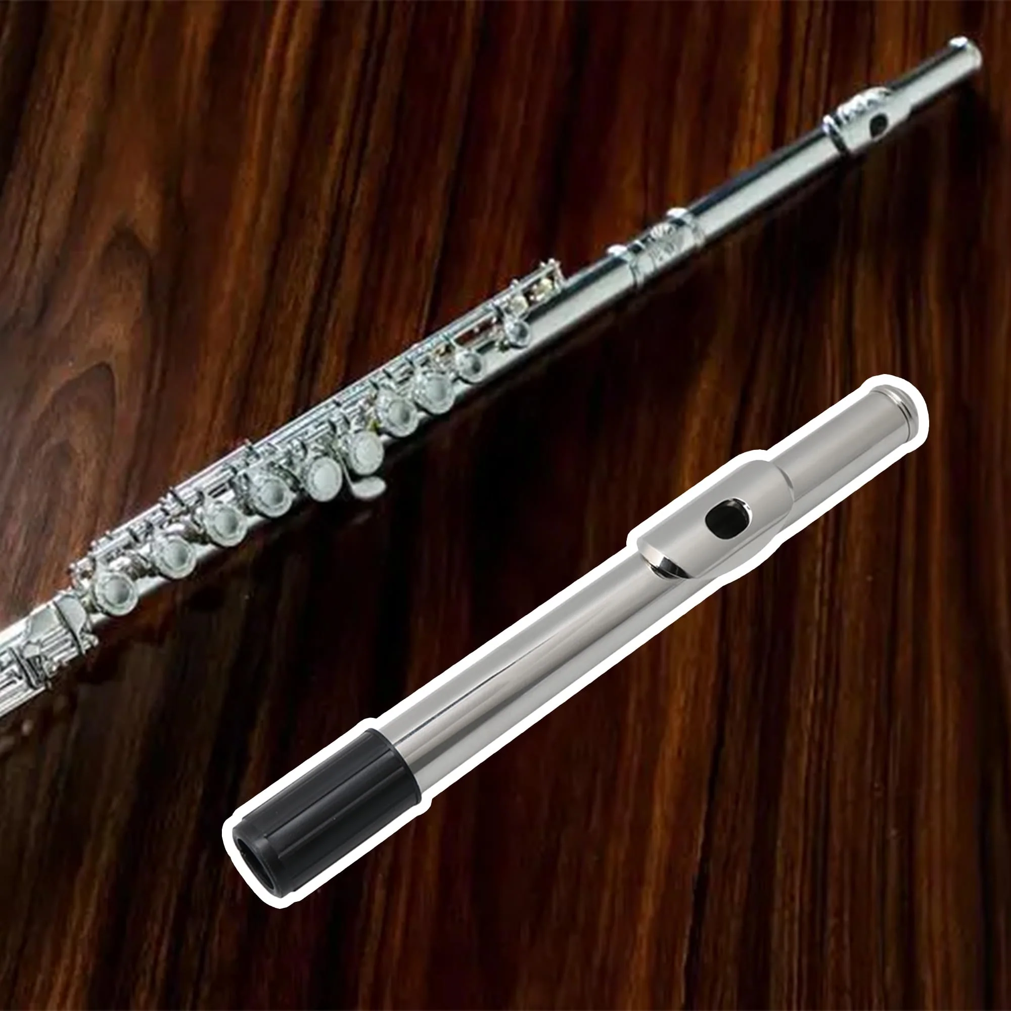 BQLZR 22.6cm Length Flute Head Joint Headjoint Mouthpiece Replacement Woodwind Instrument Accessories Silver Metal - Image 6