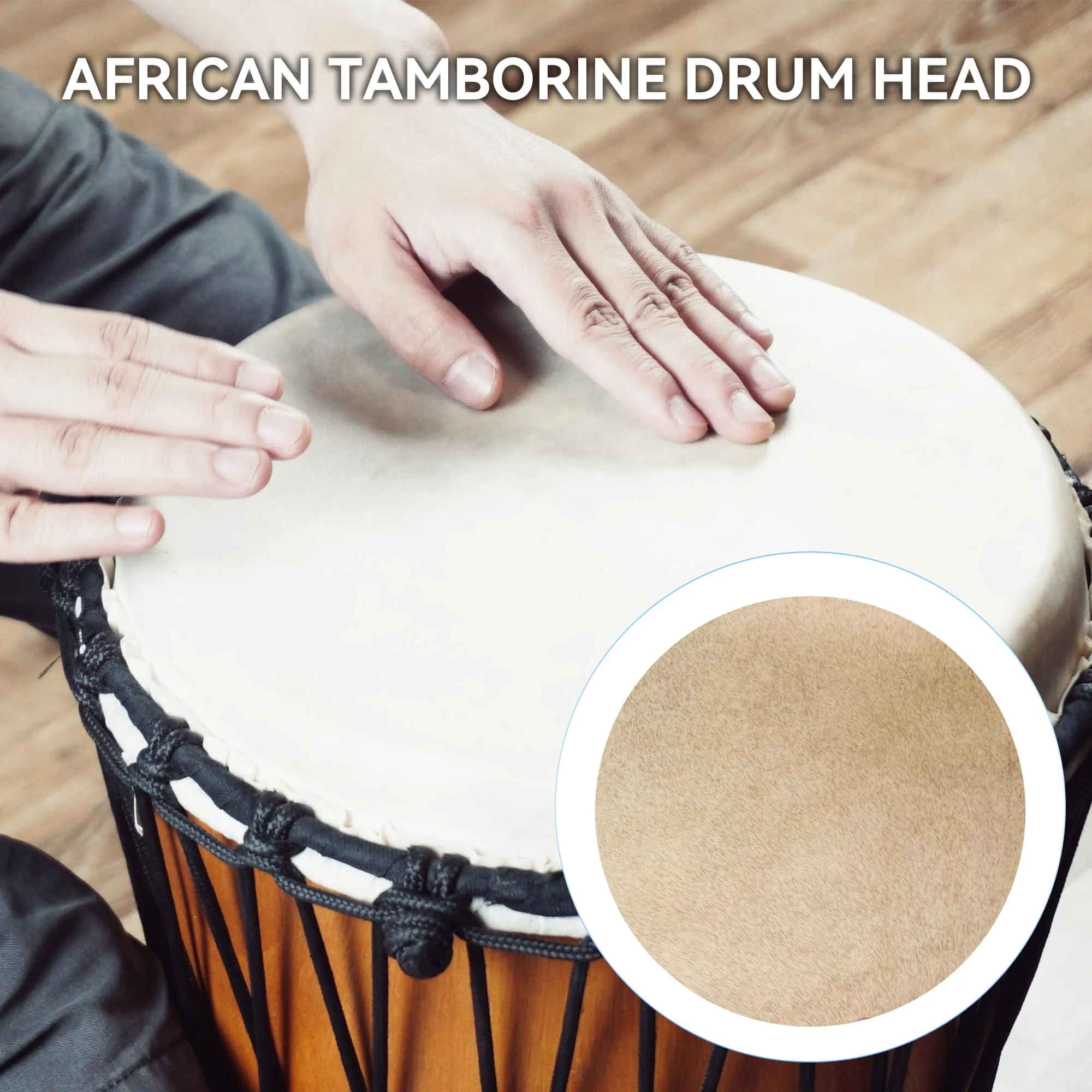 BQLZR 350mm Diameter x 1mm Thickness Yellow Goat Skin Drums Head for 10 Inch African Tambourine Pack of 2 - Image 2