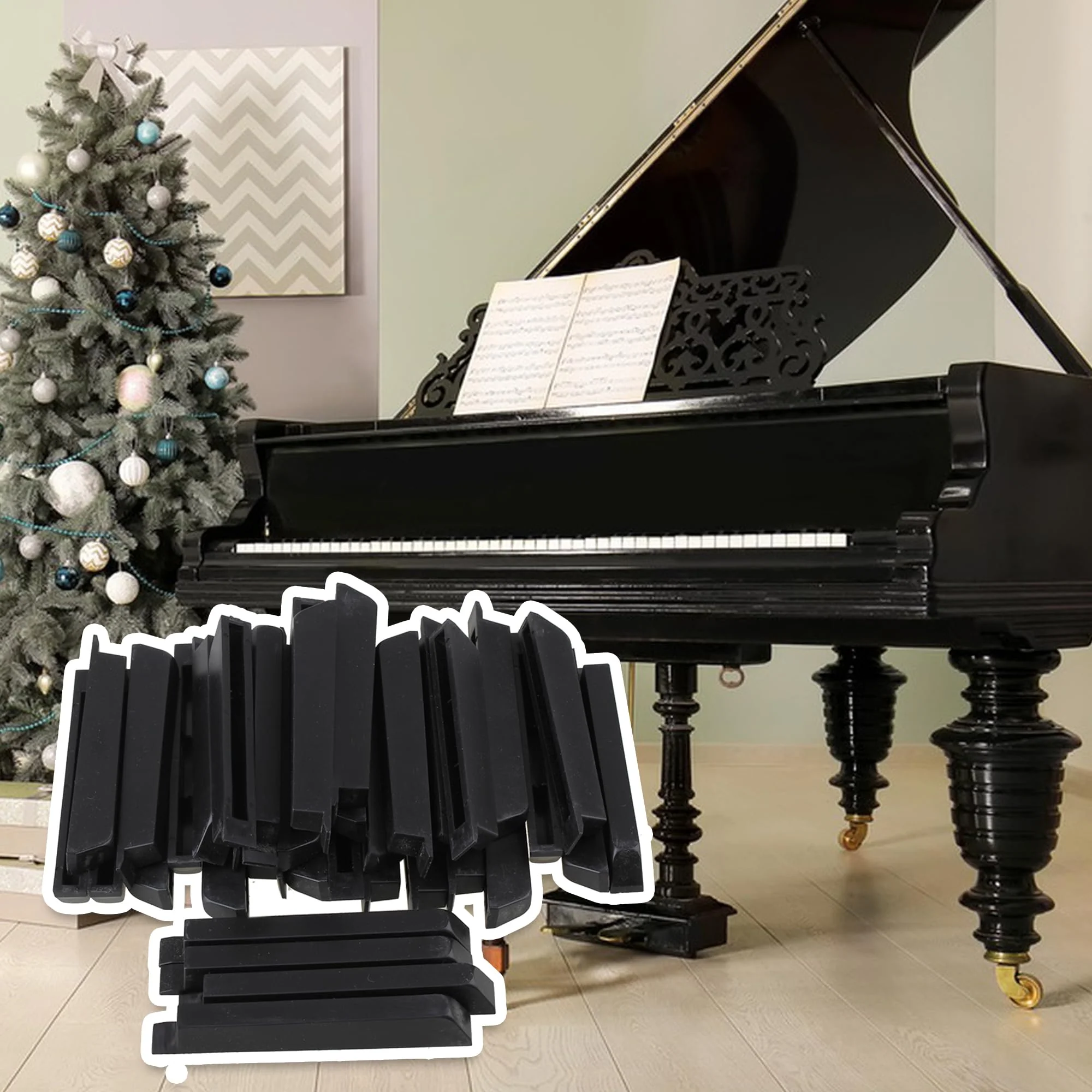 BQLZR Black Antique PVC Piano Keytops Piano Keys Flats Repair Replacement Parts Pack of 36 - Image 6