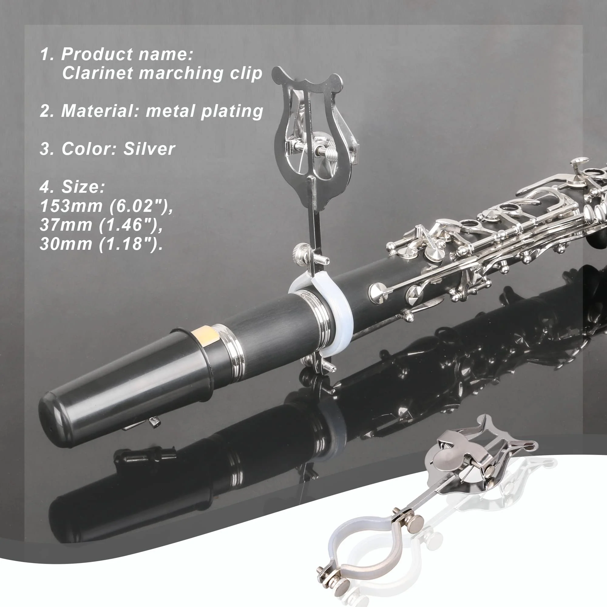 BQLZR Clarinet Lyre Holder for Marching Band,Cornet Music Clip Holder Metal Plating Lyre and Soft Rubber Mezzanine With Storage Bag and Wipes - Image 4
