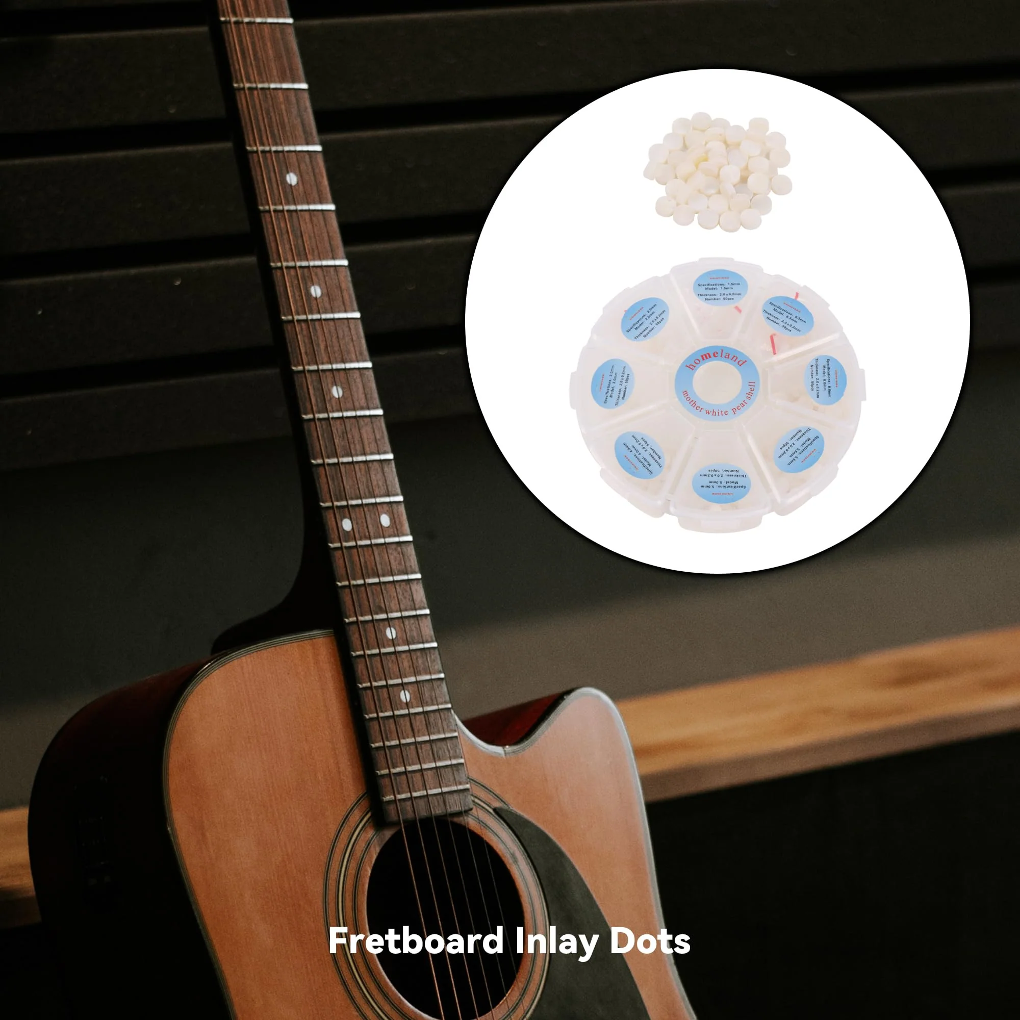 BQLZR Guitar Fretboard Inlay Dots White Shell 1.5 2 3 4 5 5.5 6 6.3mm Dia Pack of 400 - Image 2