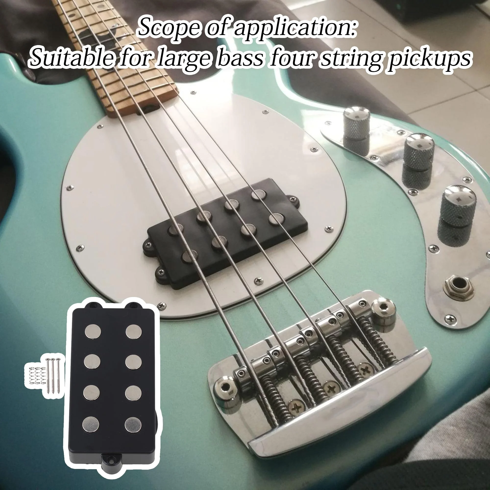 BQLZR Noiseless Good Balance 4 String Bass Pickup with 4 Color-Coded Conductors,Respond Well to Both Tonal and Volume Input - Image 5