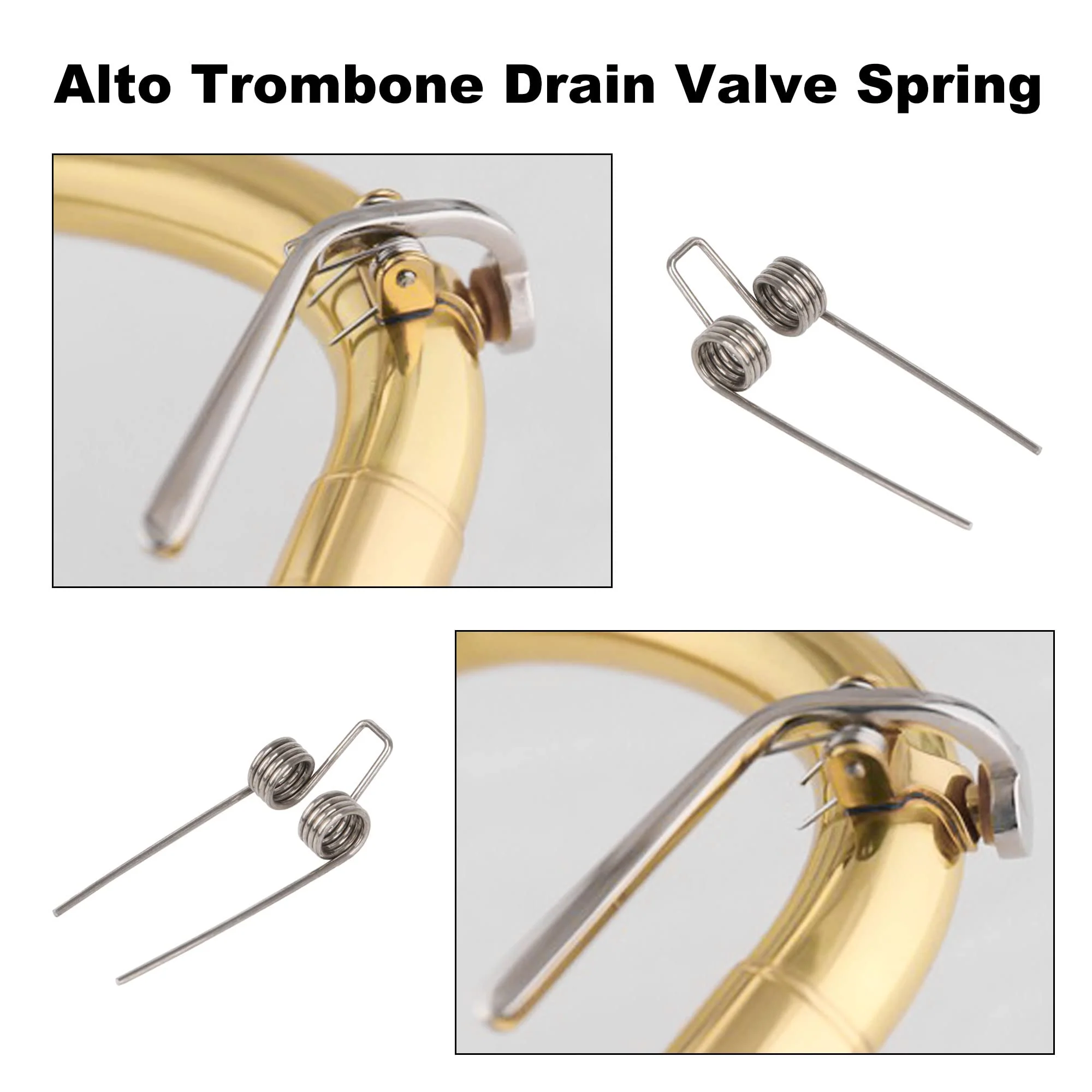 BQLZR Trombone Replacement Water Key Spit Valve Spring Metal Silver for Alto Pack of 5 - Image 2