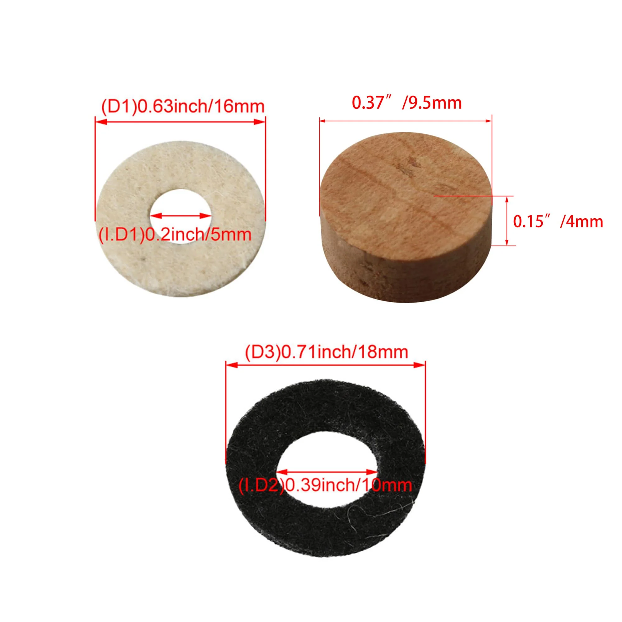 BQLZR Trumpet Water Key Spring Trumpet Drain Valve Cork Pad Cap Felt Washer Pack of 30 - Image 4