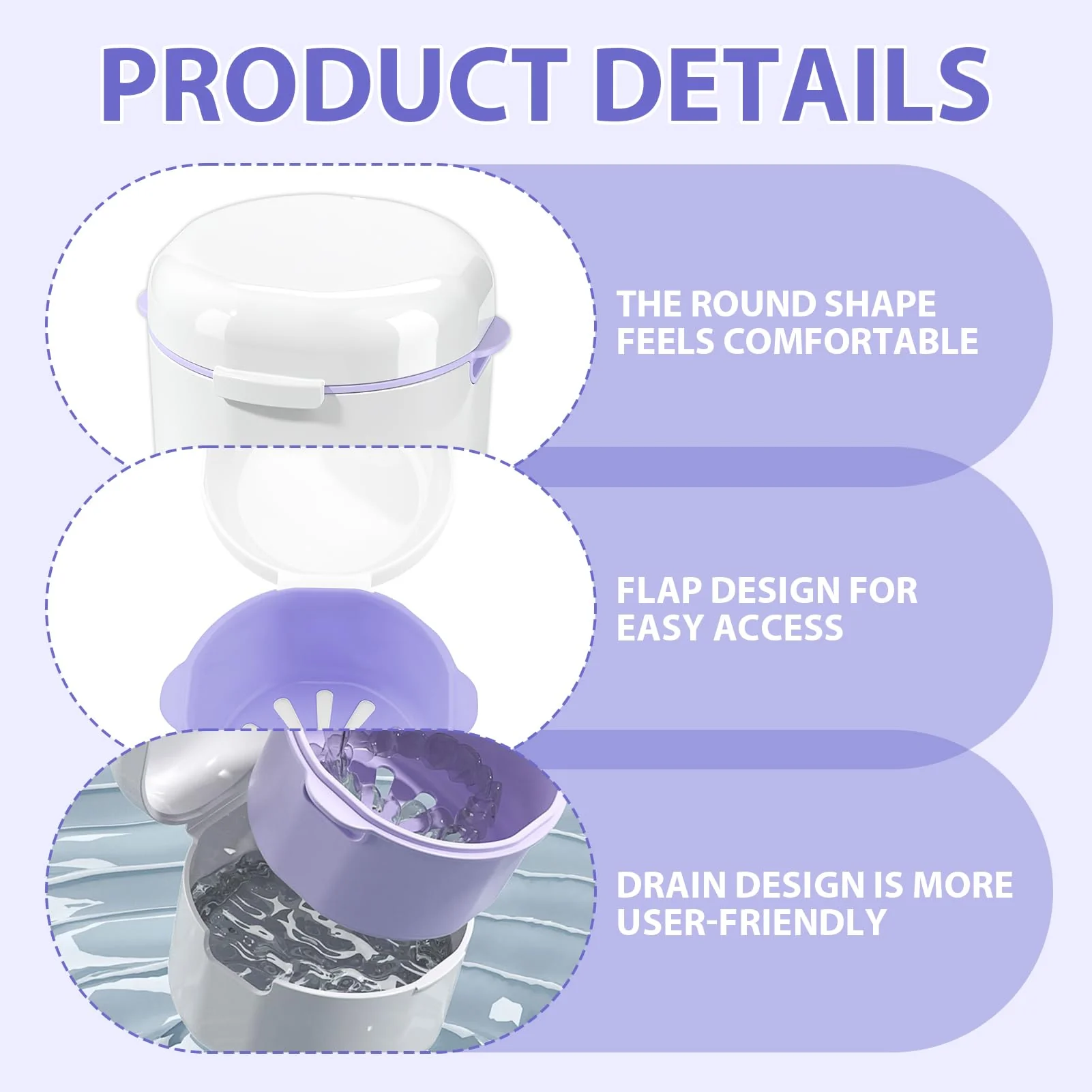 Braces Storage Box with Basket - Portable and Elegant Silicone Interdental Holder - Orthodontic Box for Toothbrush Box - Mouth Guard Storage Box White - Image 3
