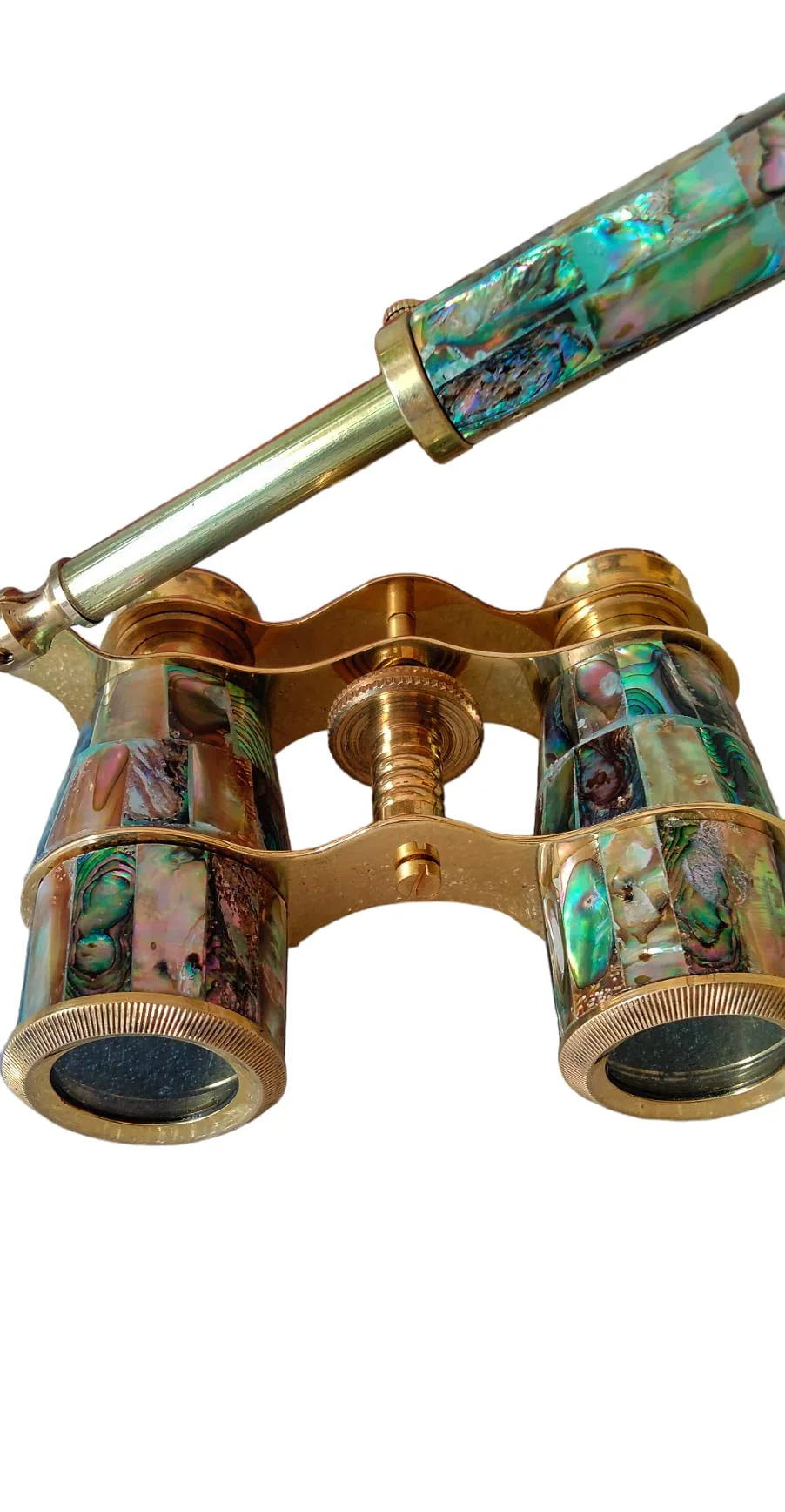 Brass Binoculars Opera Glasses 3x25 Natural Abalone Green Nautical Binocular-spyglasses-Maritime Leather Decor-Christmas-Groomsmen - Image 7