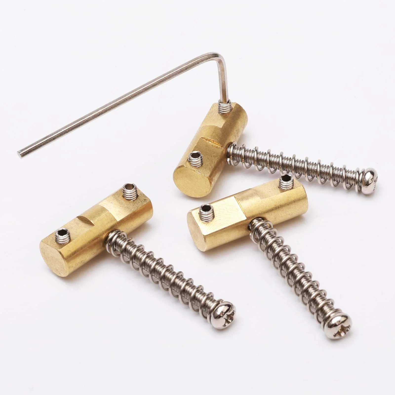 Brass Bridge Saddles Replacement for Tele Bass Electric Guitar (3 Pack, Golden with Wrench) - Image 6