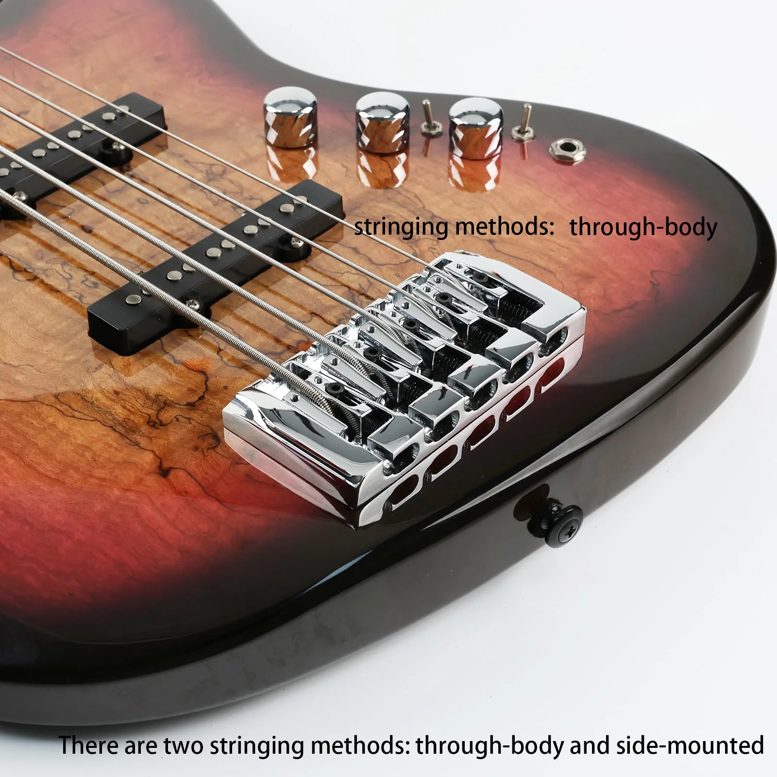 Brass Electric Bass Bridge 5 String Bass Hardtail Bridge 18mm String Spacing Compatible with 5-string Electric Bass Replacement Parts Chrome - Image 2
