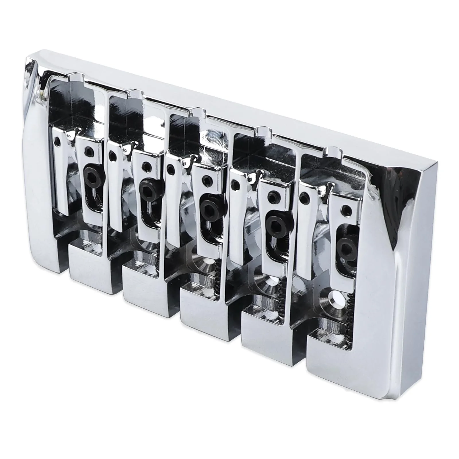 Brass Electric Bass Bridge 5 String Bass Hardtail Bridge 18mm String Spacing Compatible with 5-string Electric Bass Replacement Parts Chrome - Image 4