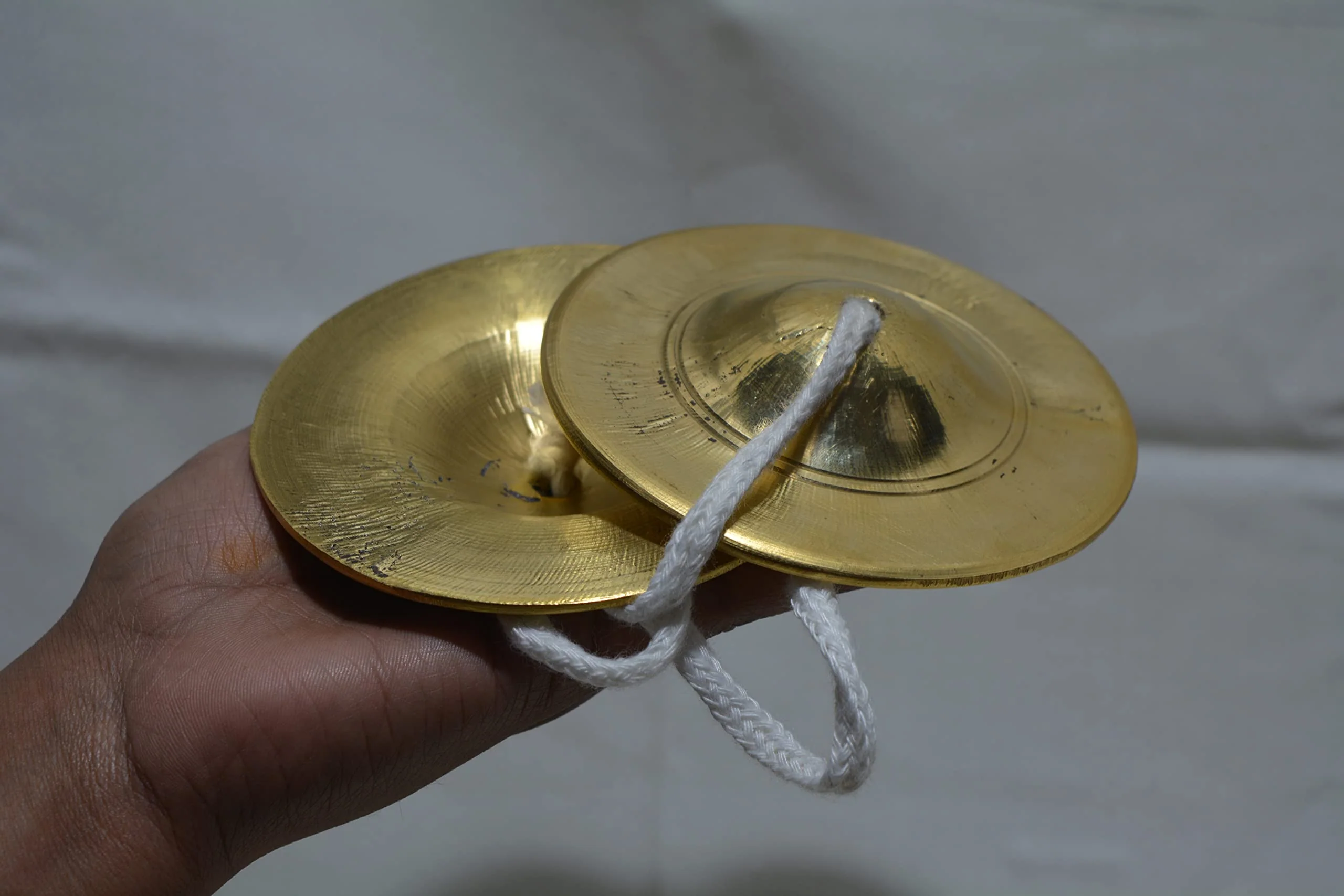 Brass Manjira Cymbals for Puja, Meditation & Kirtan | Traditional Indian Hand Percussion Instrument with Rope | Small Kartal Jodi for Bhajan, Aarti, Temple Worship & Spiritual Music - Image 2