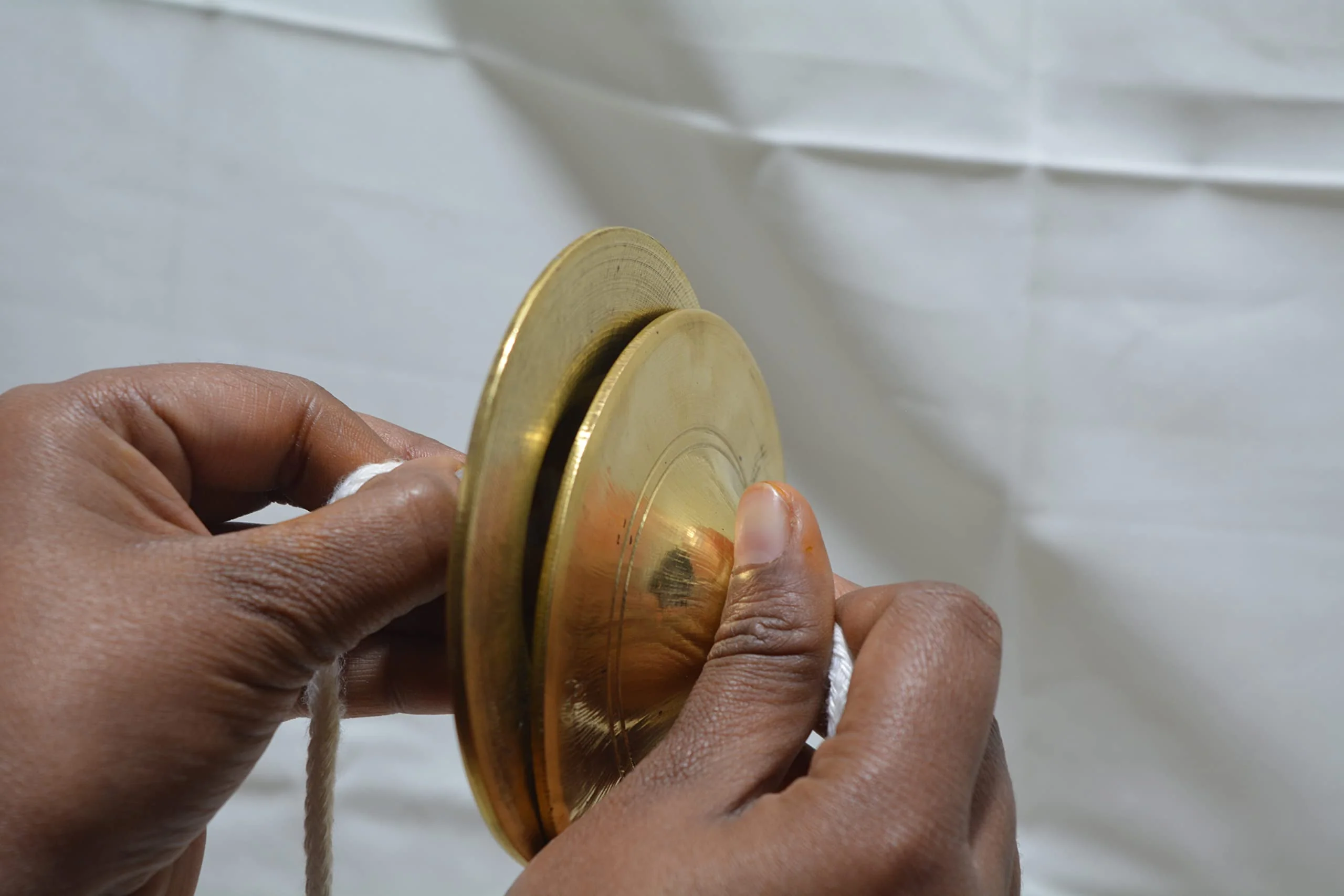 Brass Manjira Cymbals for Puja, Meditation & Kirtan | Traditional Indian Hand Percussion Instrument with Rope | Small Kartal Jodi for Bhajan, Aarti, Temple Worship & Spiritual Music - Image 4