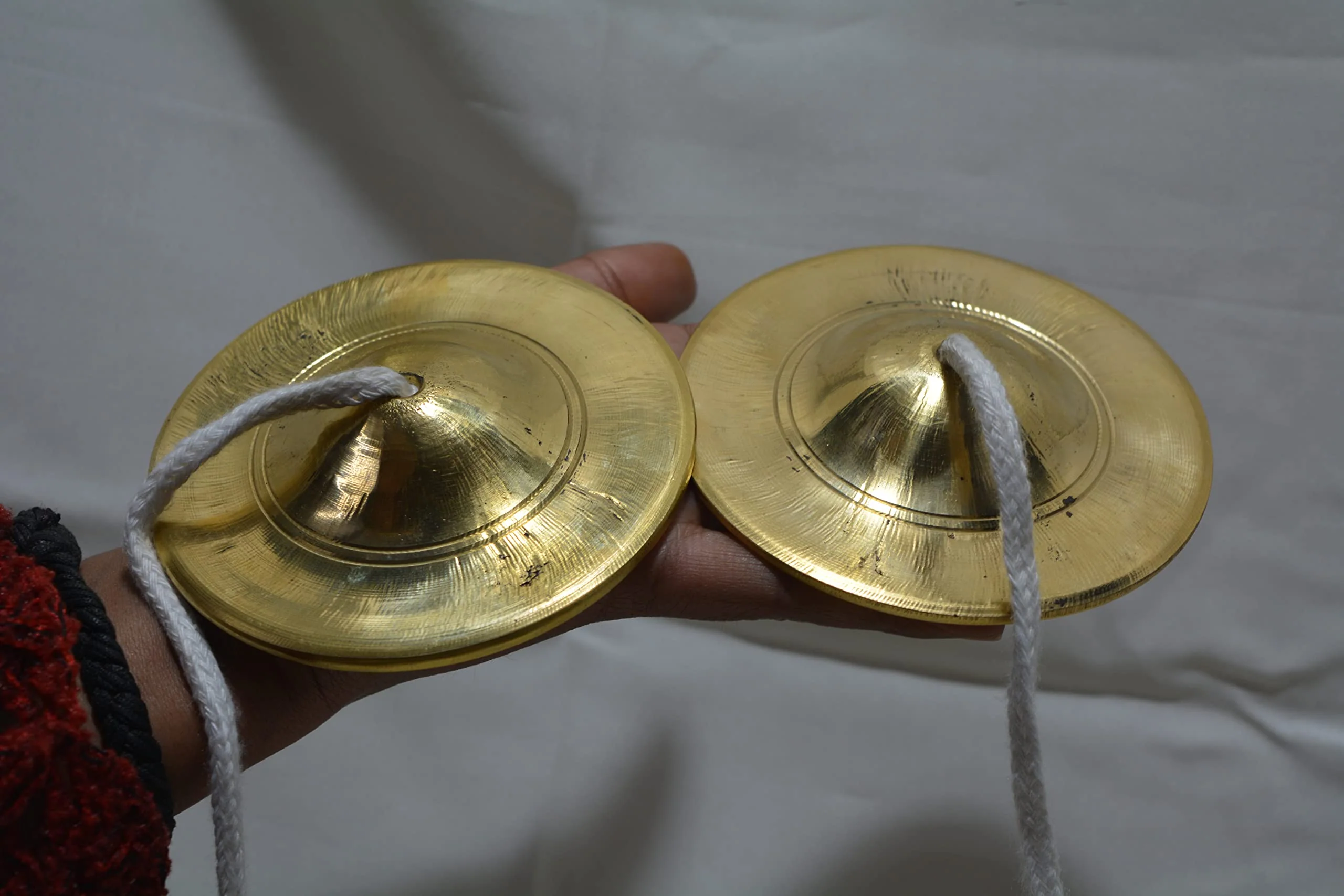 Brass Manjira Cymbals for Puja, Meditation & Kirtan | Traditional Indian Hand Percussion Instrument with Rope | Small Kartal Jodi for Bhajan, Aarti, Temple Worship & Spiritual Music - Image 6